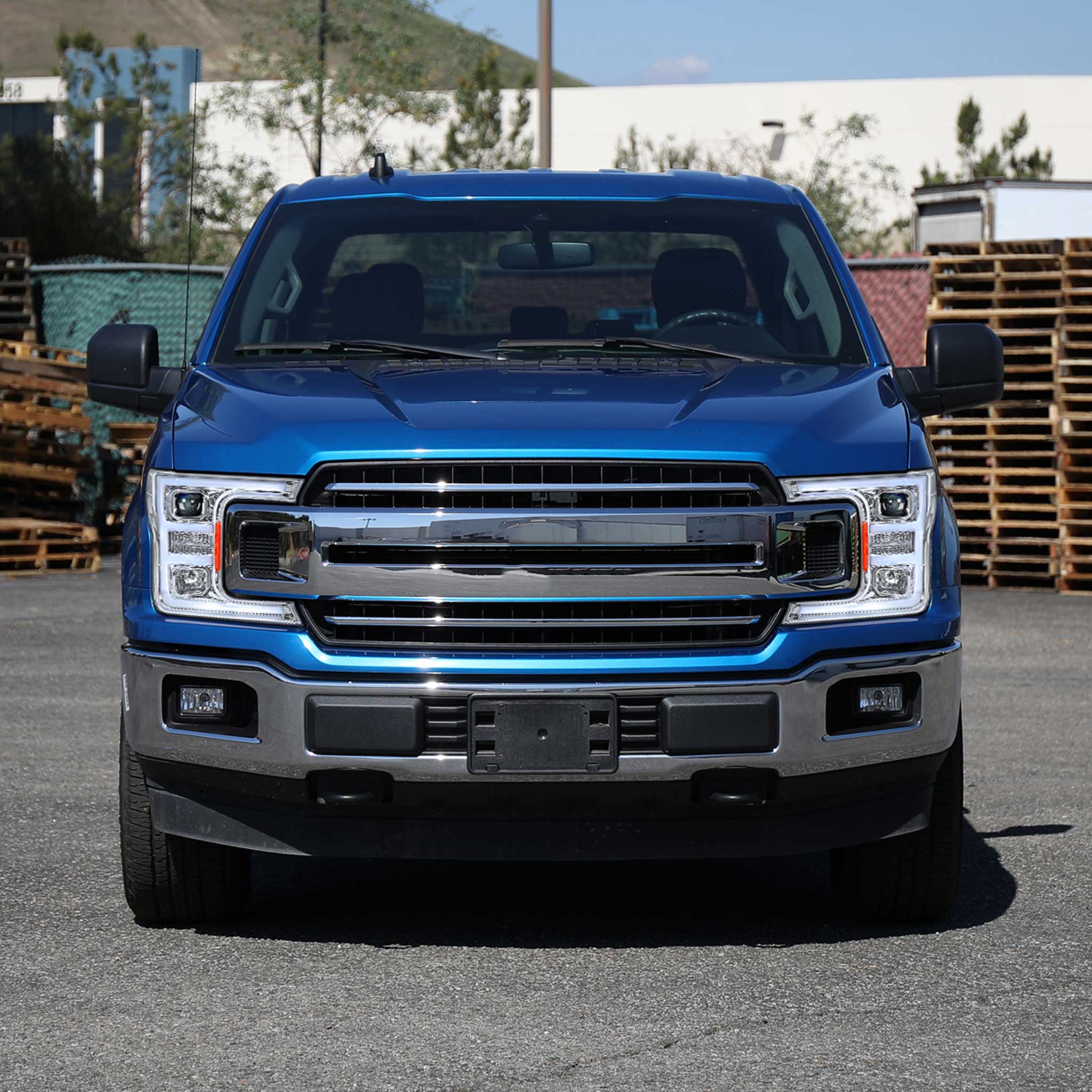 For Ford F-150 2018-2020 LED C Bar Projector Headlights Chrome Housing Clear Lens