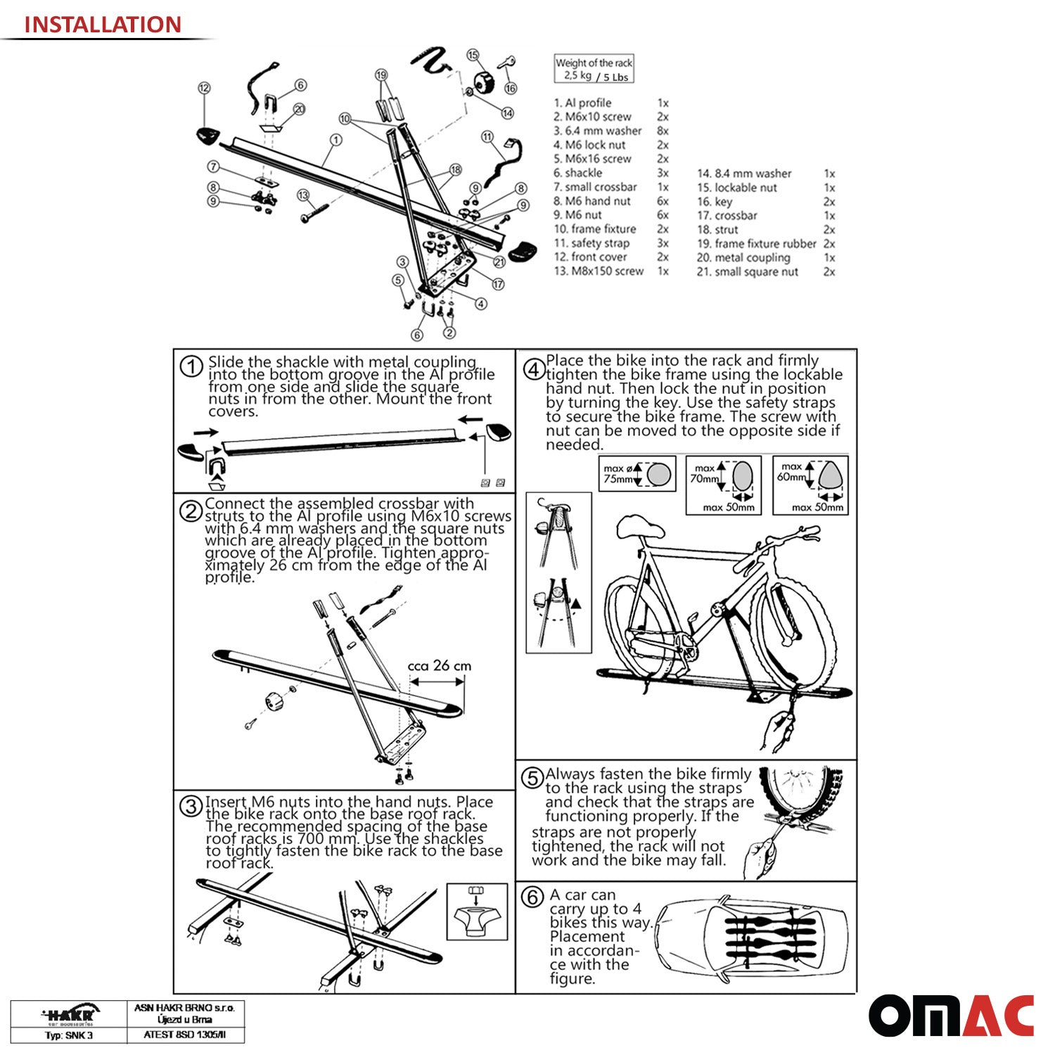 2Pcs Pro Bike Carrier Roof Mount Aluminum Steel Bicycle Rack Car Truck SUV