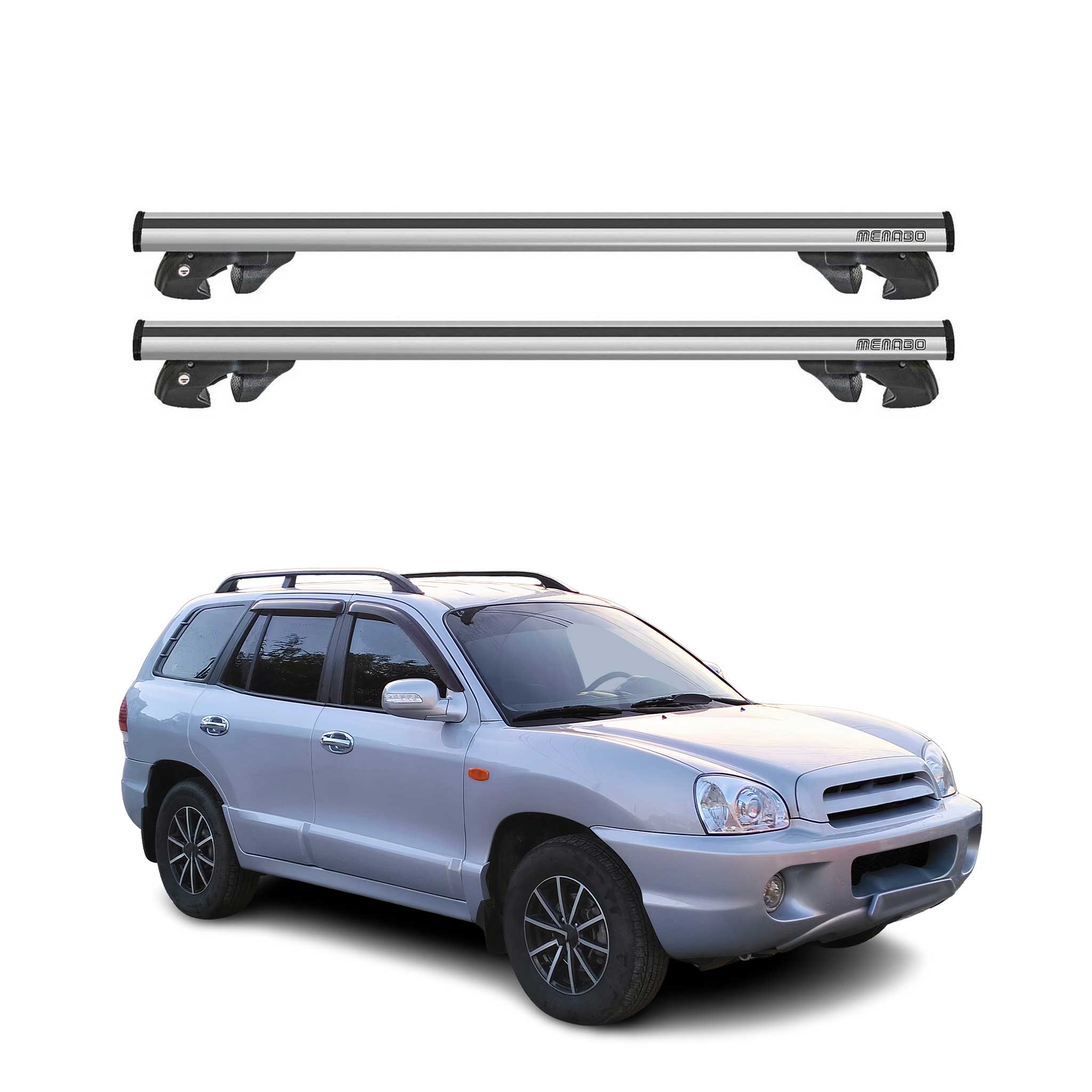 2007-2012 Hyundai Santa Fe Roof Rack Cross Bars Silver