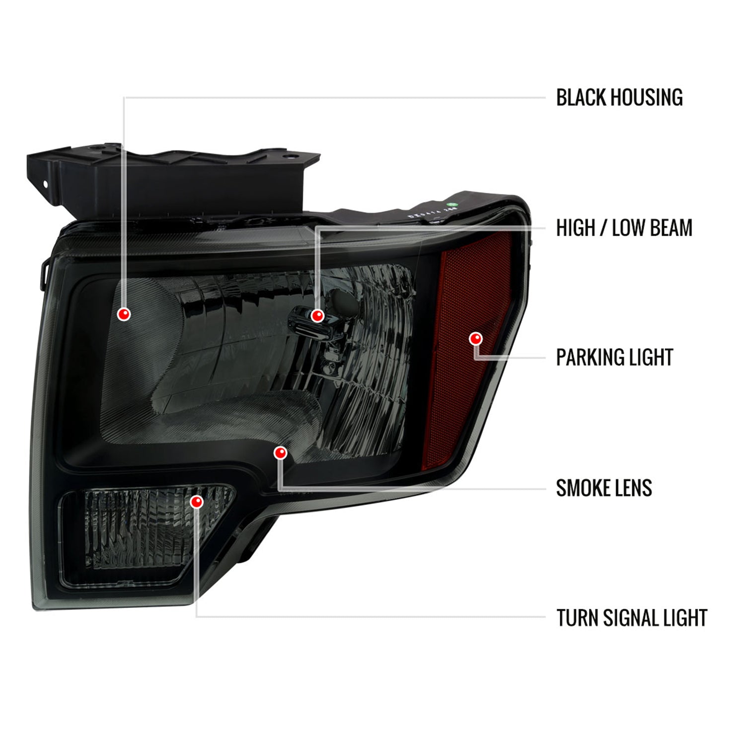 2009-2014 Ford F-150 Factory Style Headlights Black Housing/Smoke Lens