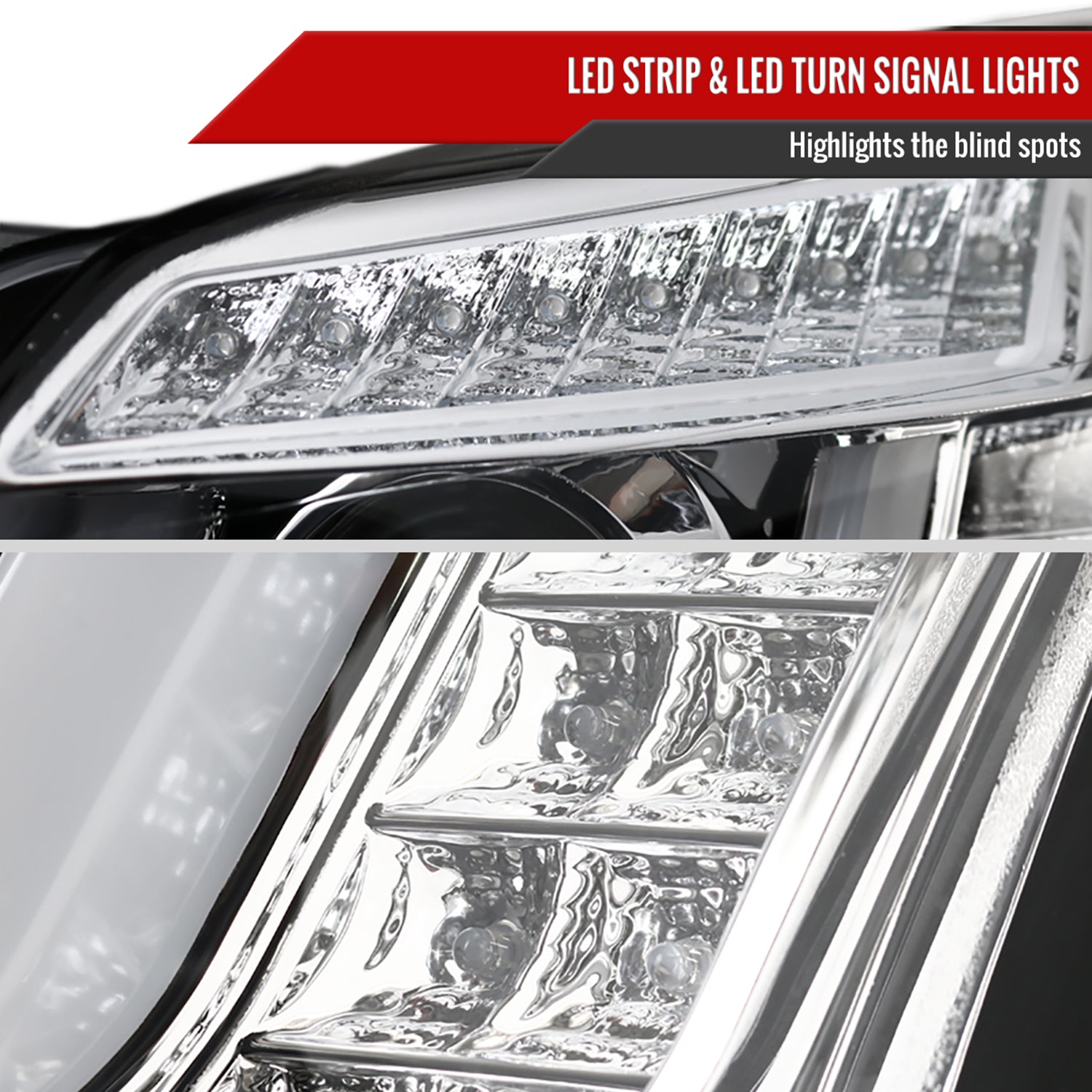 2015-2020 GMC Yukon/Yukon XL LED U-Bar Projector Headlights Chrome/Clear Lens