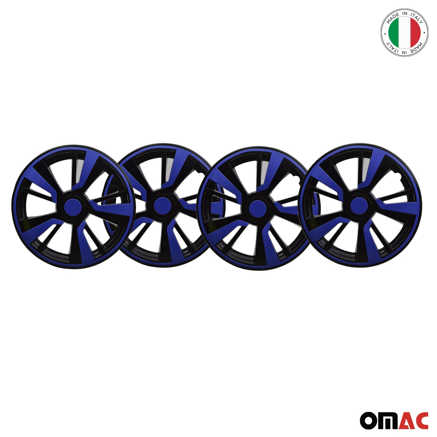 Twintone Hub Caps Wheel Cover 16" Black Matt & Dark Blue Insert Full Set 4 pcs.