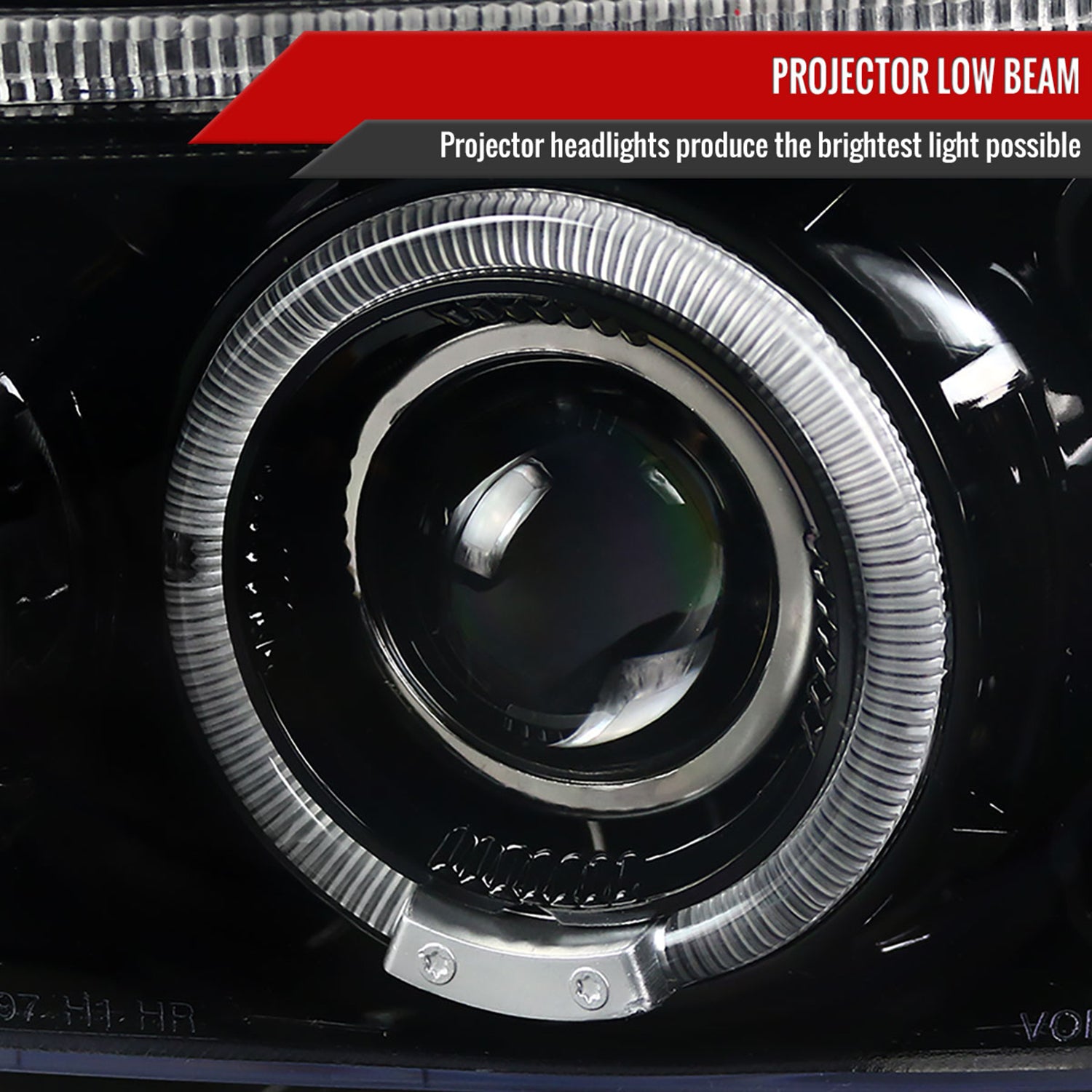 1997-2004 Dodge Dakota/ 98-2003 Durango Dual Halo Projector Headlights Jet Black