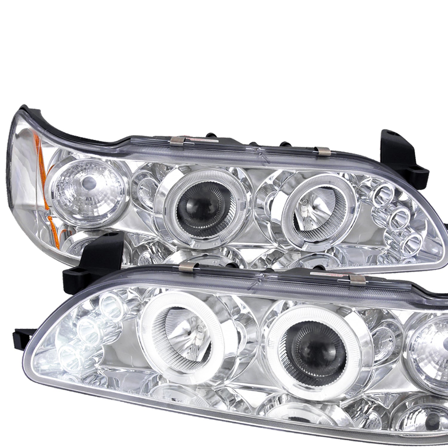 1993-1997 Toyota Corolla Dual Halo Projector Headlights Chrome/Clear Lens