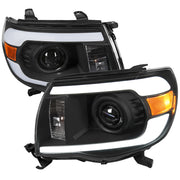 2005-2011 Toyota Tacoma LED Bar Projector Headlights Matte Black/Clear Lens