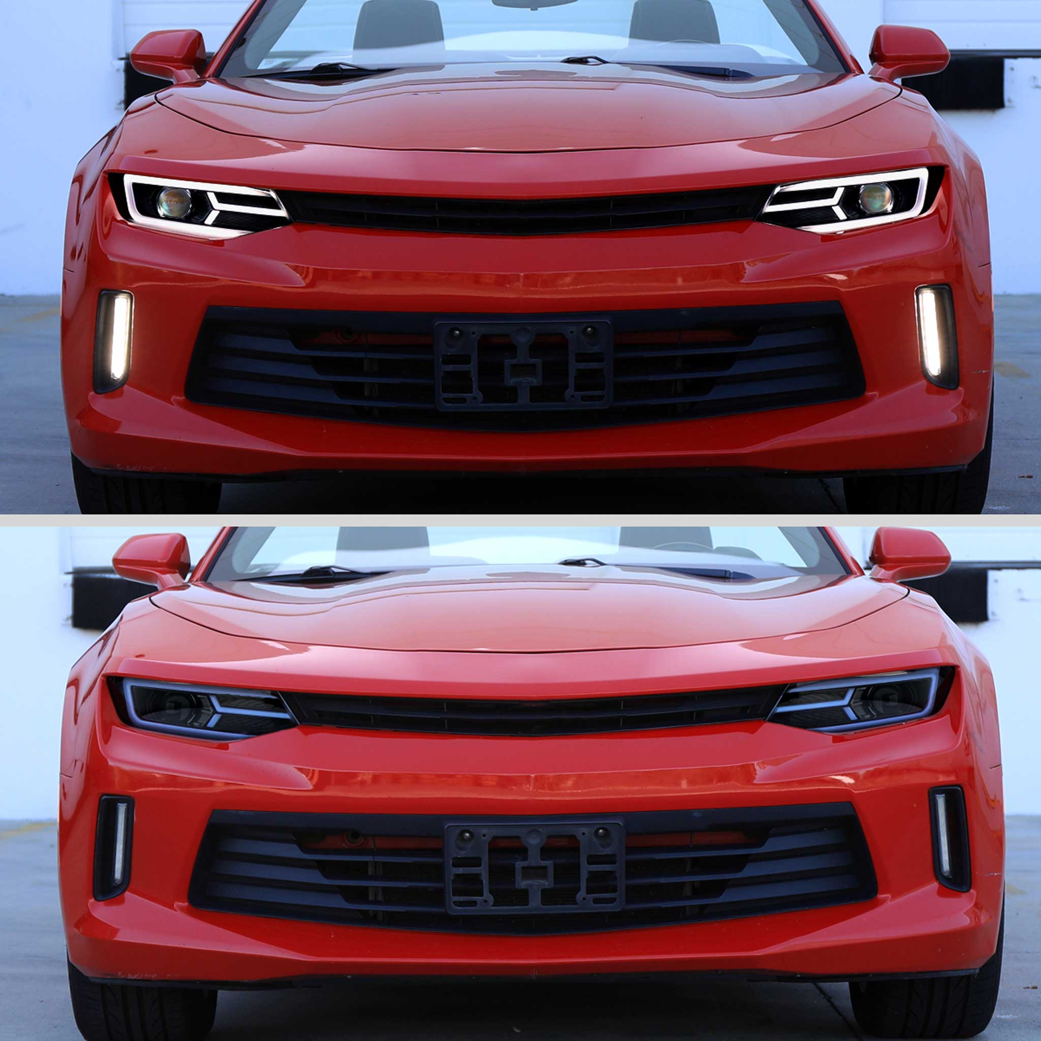 For Chevrolet Camaro 2016-2018 LED Strip Projector Headlights Turn Signal Lights Chrome Housing Smoked Lens