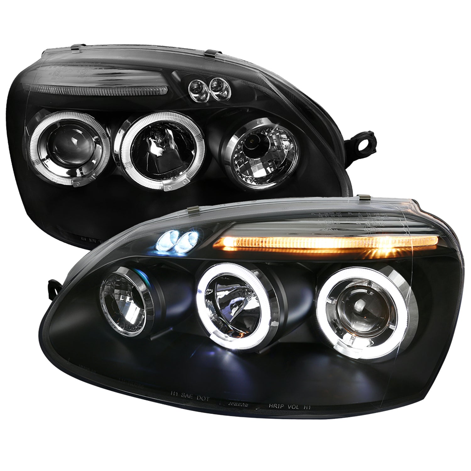 2006-2008 VW Golf Rabbit / Jetta Dual Halo Projector Headlights Matte Smoke