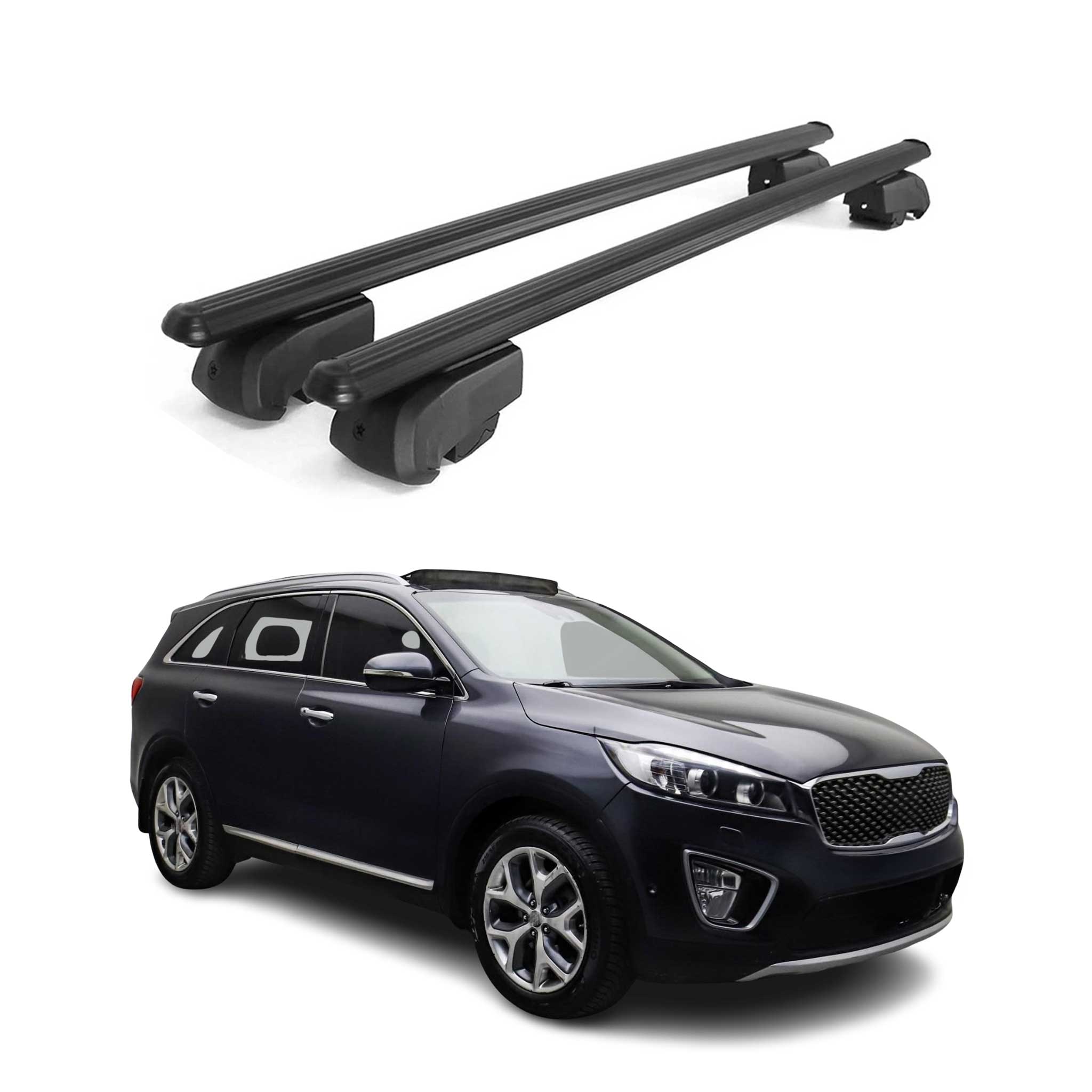 Lockable Roof Rack Cross Bars Luggage Carrier for Kia Sorento 2016-2020 Black 2x