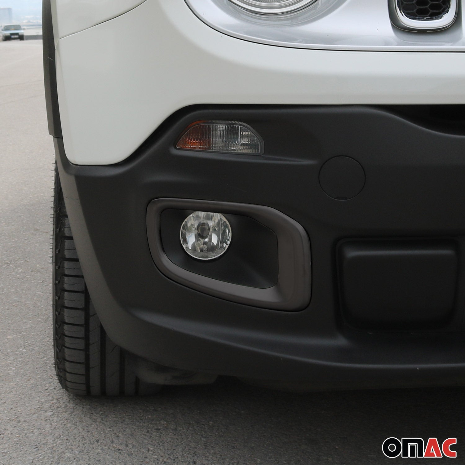 2015-2018 Jeep Renegade Fog Light Lamp Bezel Cover Brushed Steel Dark 2Pcs