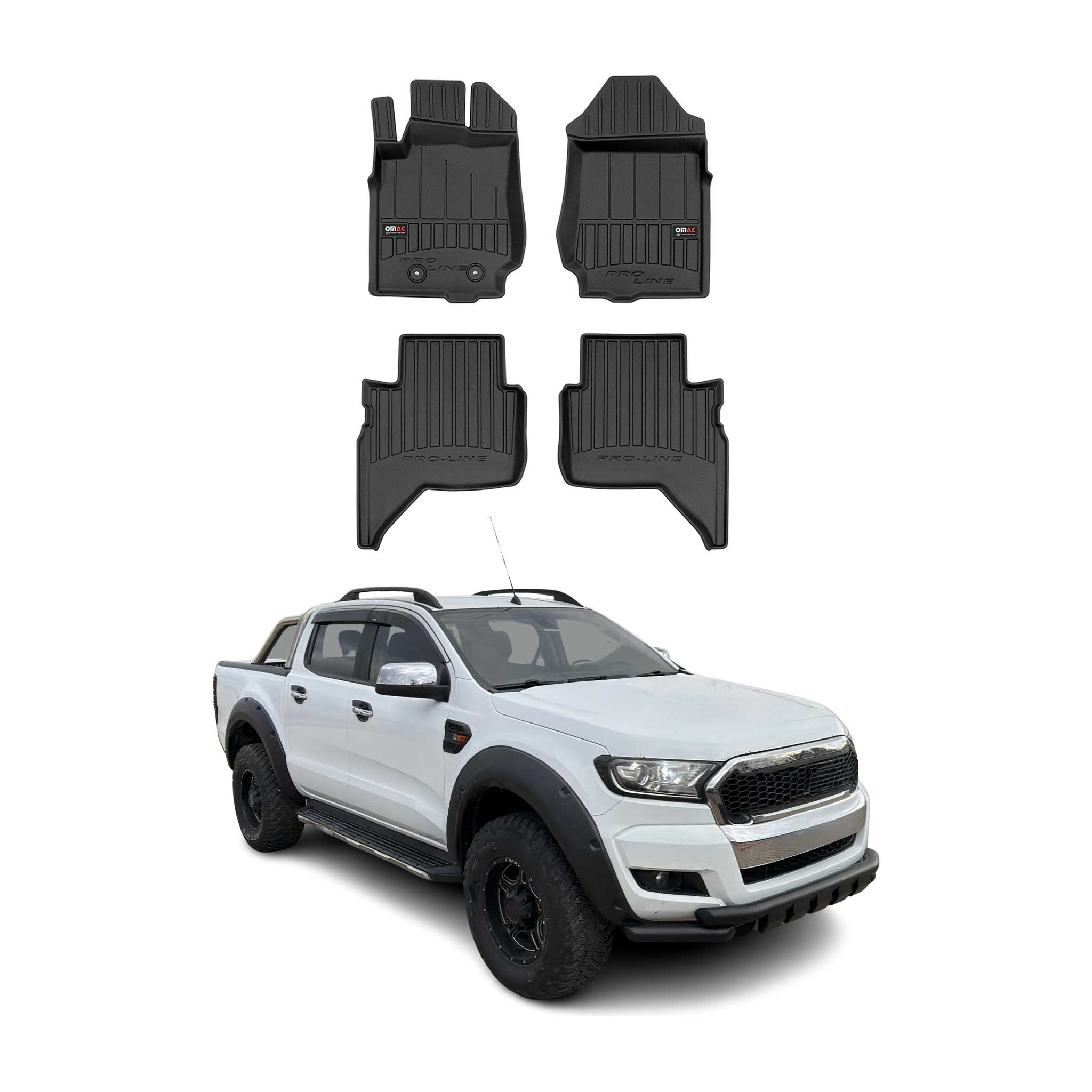 2019-2023 Ford Ranger SuperCrew Premium Floor Mats Liners Full Set All Weather Heavy Duty