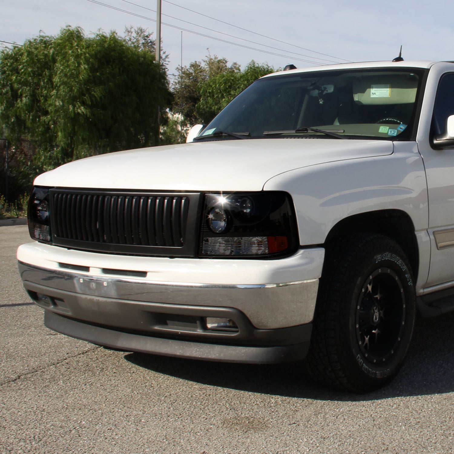 1999-2002 Chevy Silverado 1PC Headlights LED Light&Bumper Lights Black