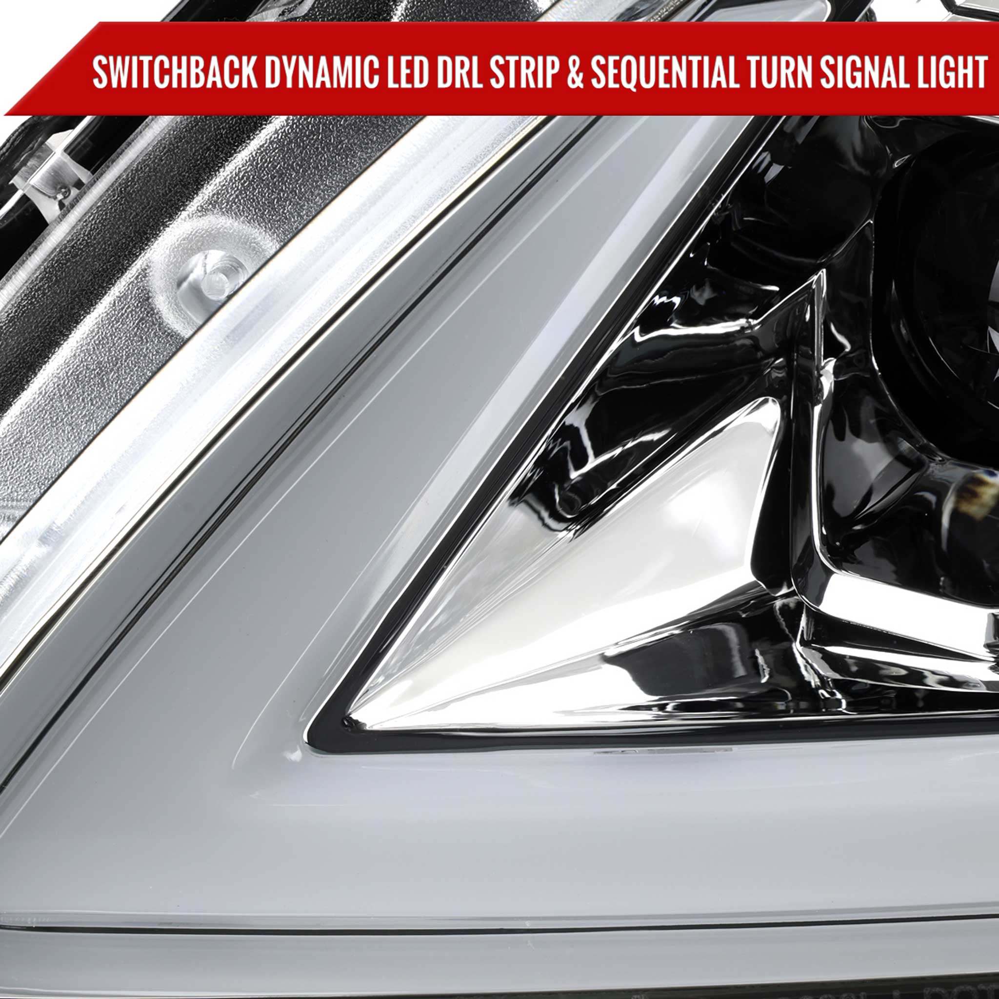 For Infiniti G37 2008-13 / Q60 Coupe 2014-15 LED Triple Projector Headlights Sequential Chrome Housing Clear Lens Switchback