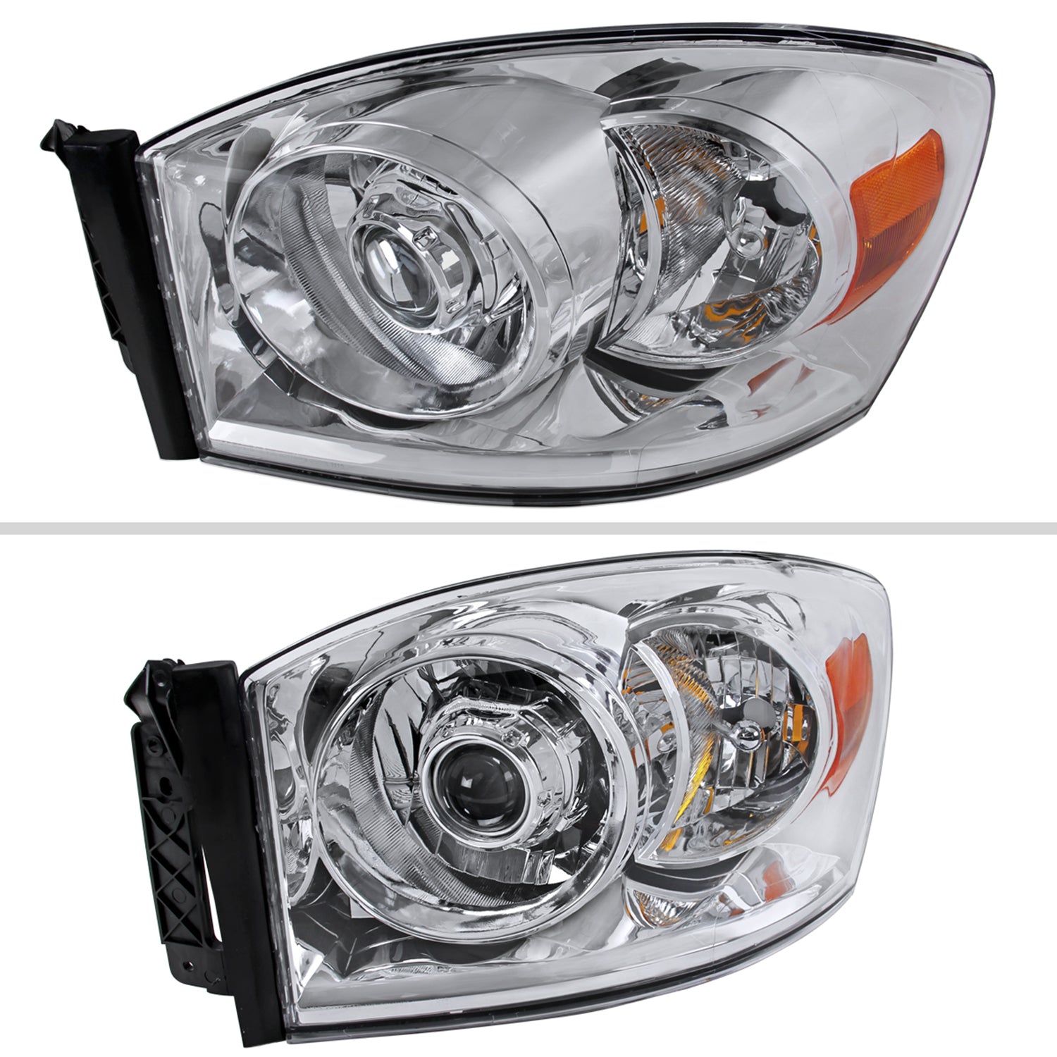 2006-2008 Dodge RAM 1500 RAM 2500 3500 Retro Projector Headlights Chrome
