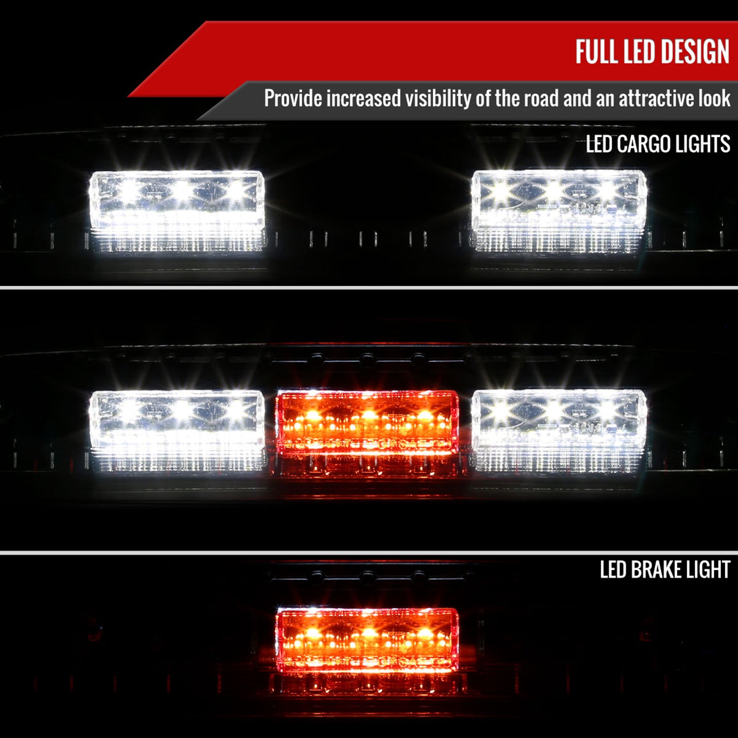 2009-2013 Dodge RAM SMD LED 3rd Brake Light Chrome Housing/Clear Lens