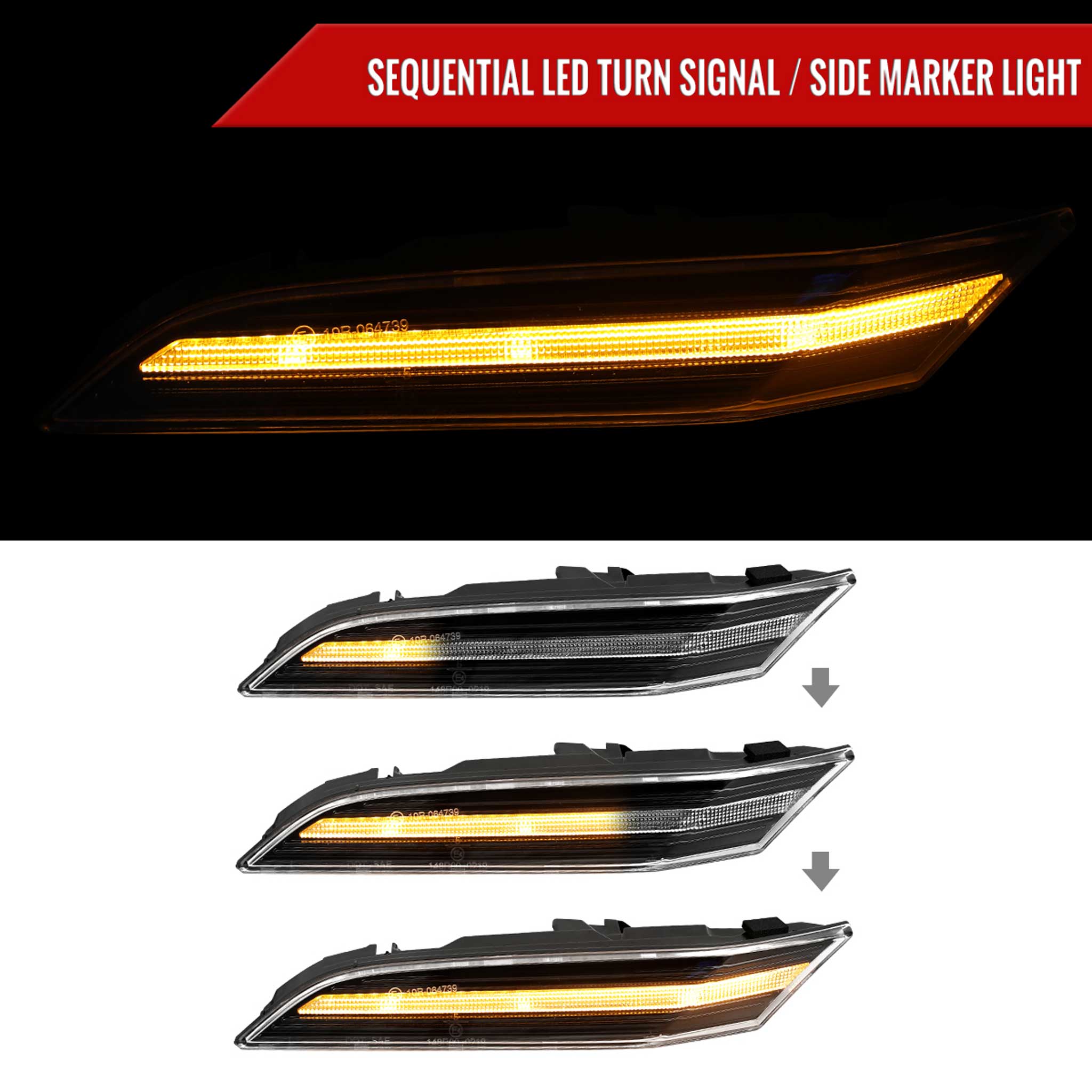 For Porsche 911 997/992 2019-2025  LED Turn Signal Light Clear With Sequental