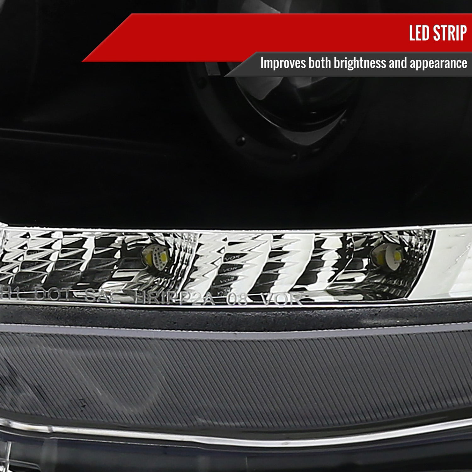 2008-2015 Mitsubishi Lancer EVO Projector Headlights SMD LED Light Strip Black