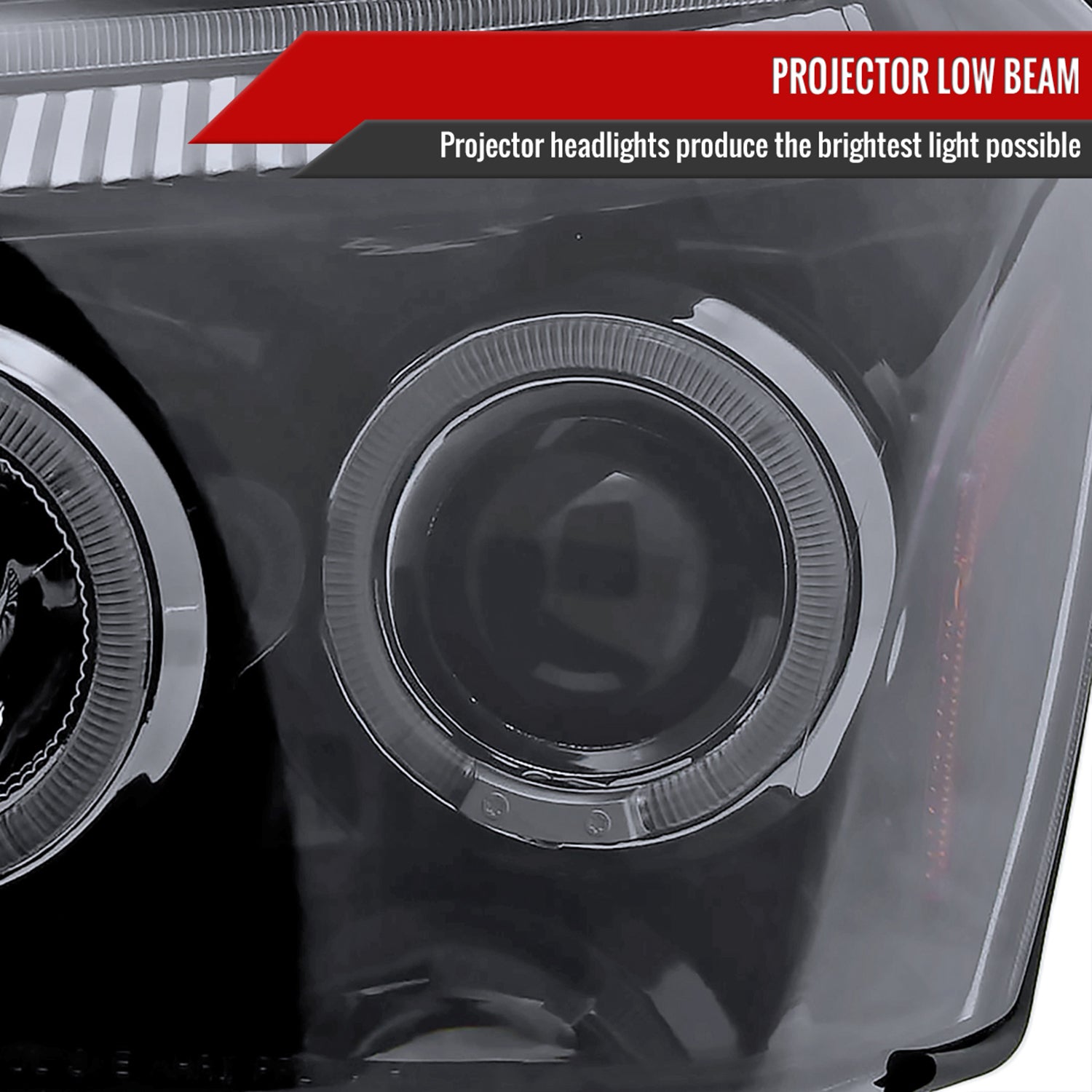 2005-2007 Dodge Magnum Dual Halo Projector Headlights Glossy Black/Smoke Lens