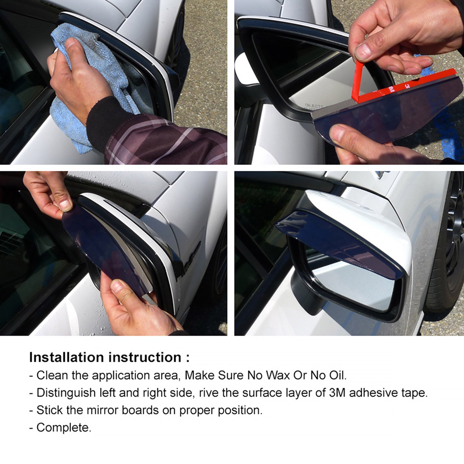 Universal Smoke PVC Plastic Car Rear View Side Mirror Rain Board Eyebrow 2Pcs