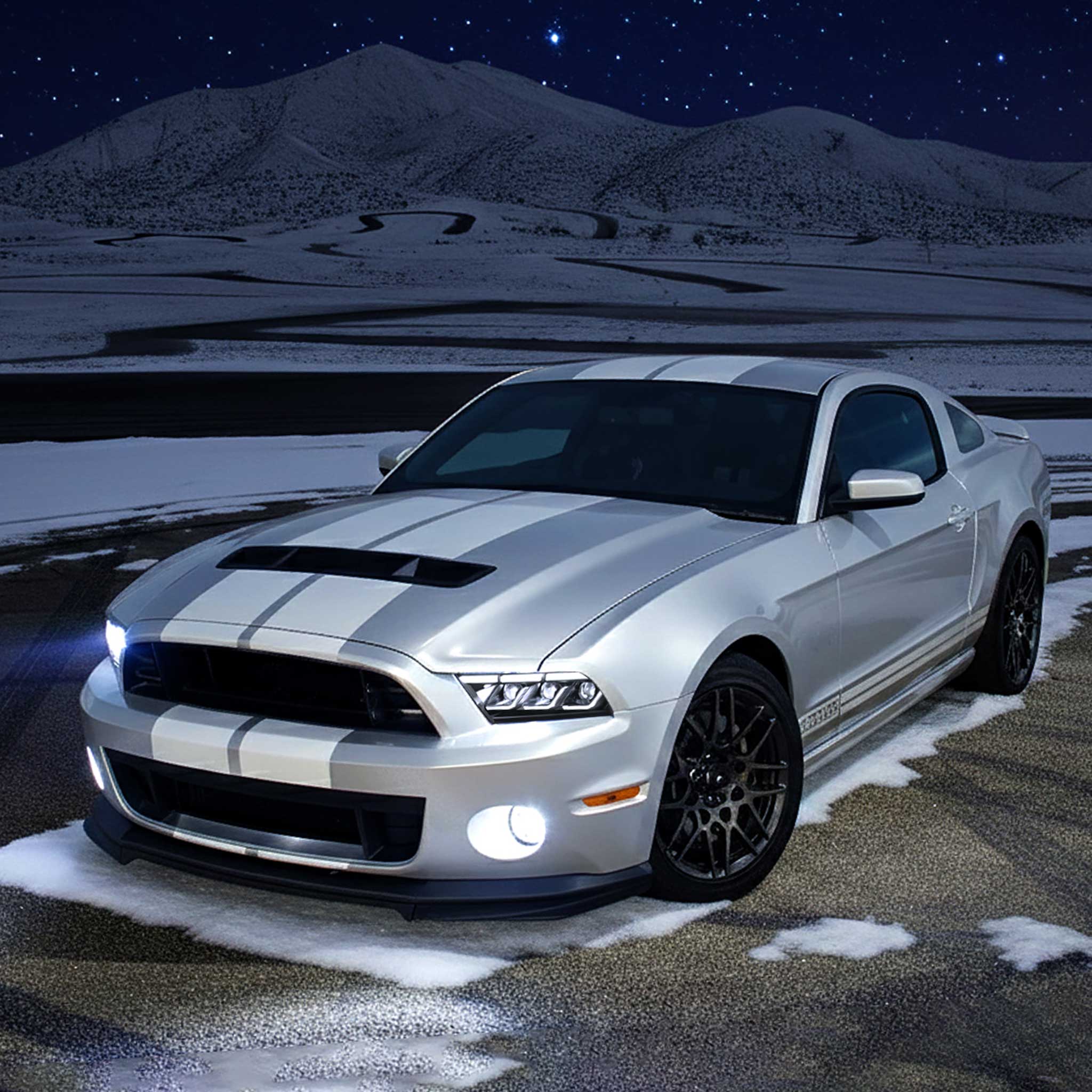 For Ford Mustang 2010-2014 Full LED Projector Headlights Sequential DRL Matte Black Clear Lens