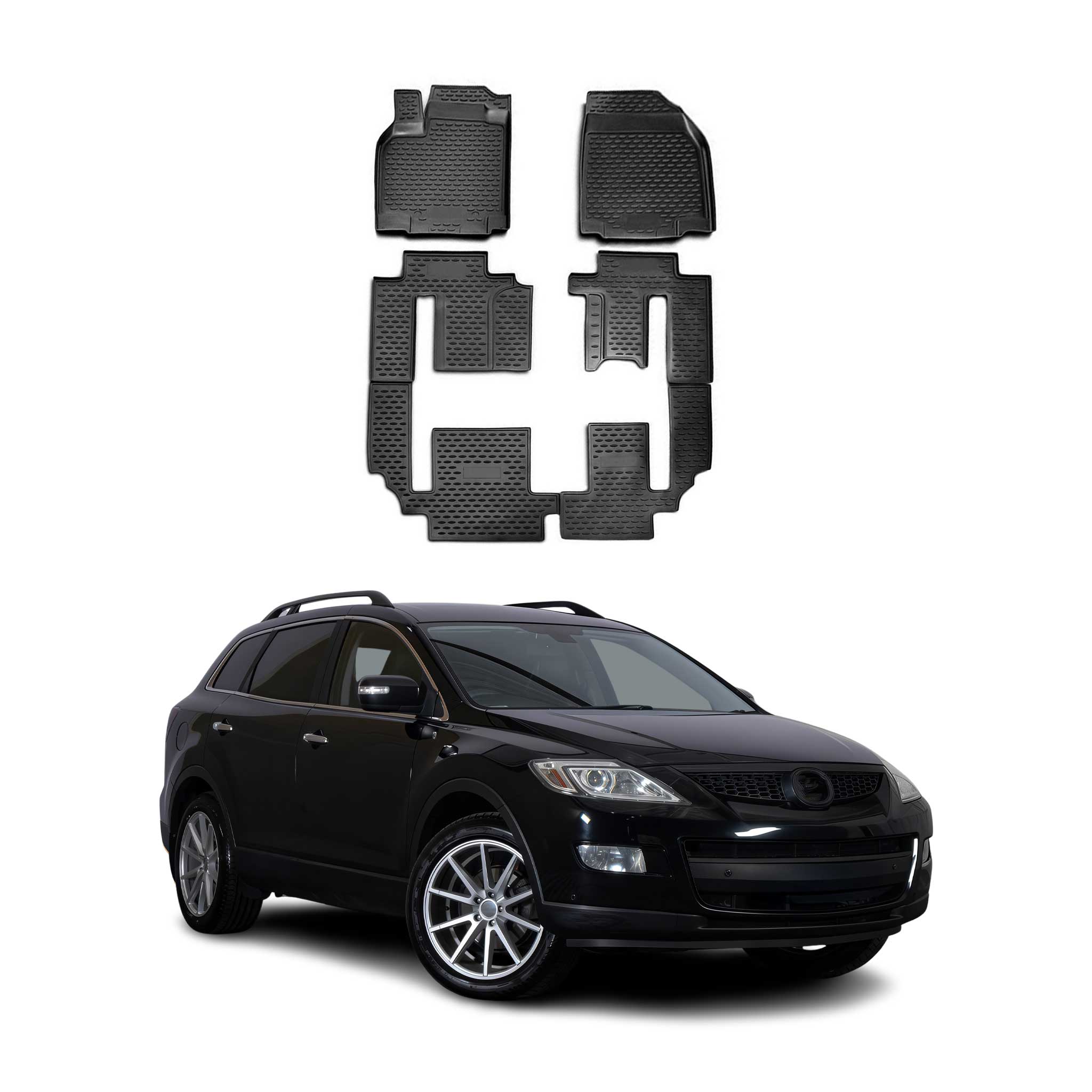2007-2015 Mazda CX-9 Floor Mats Liners Full Set All Weather Black
