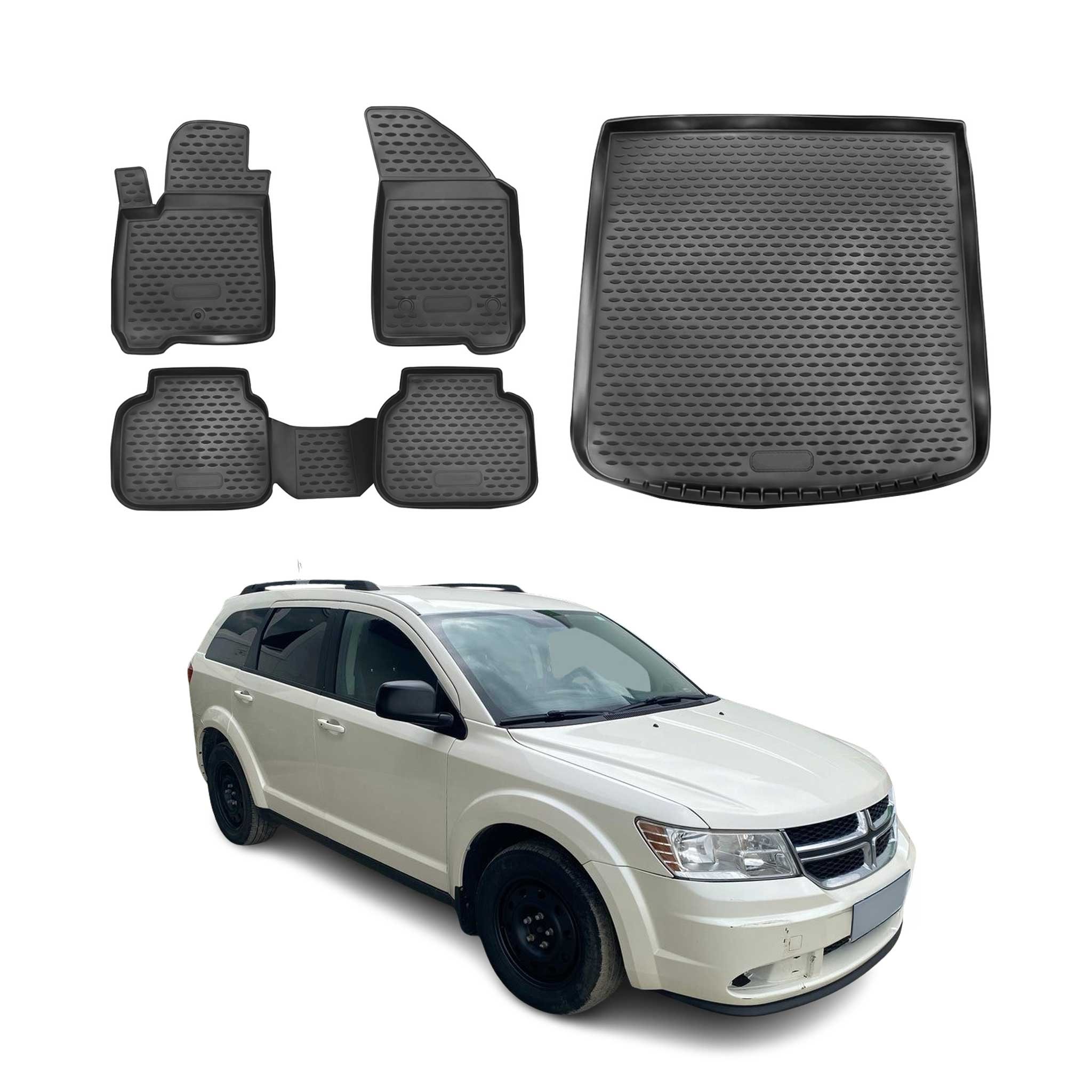 2009-2011 Dodge Journey Floor Mats & Cargo Liner Full Set All Weather Black