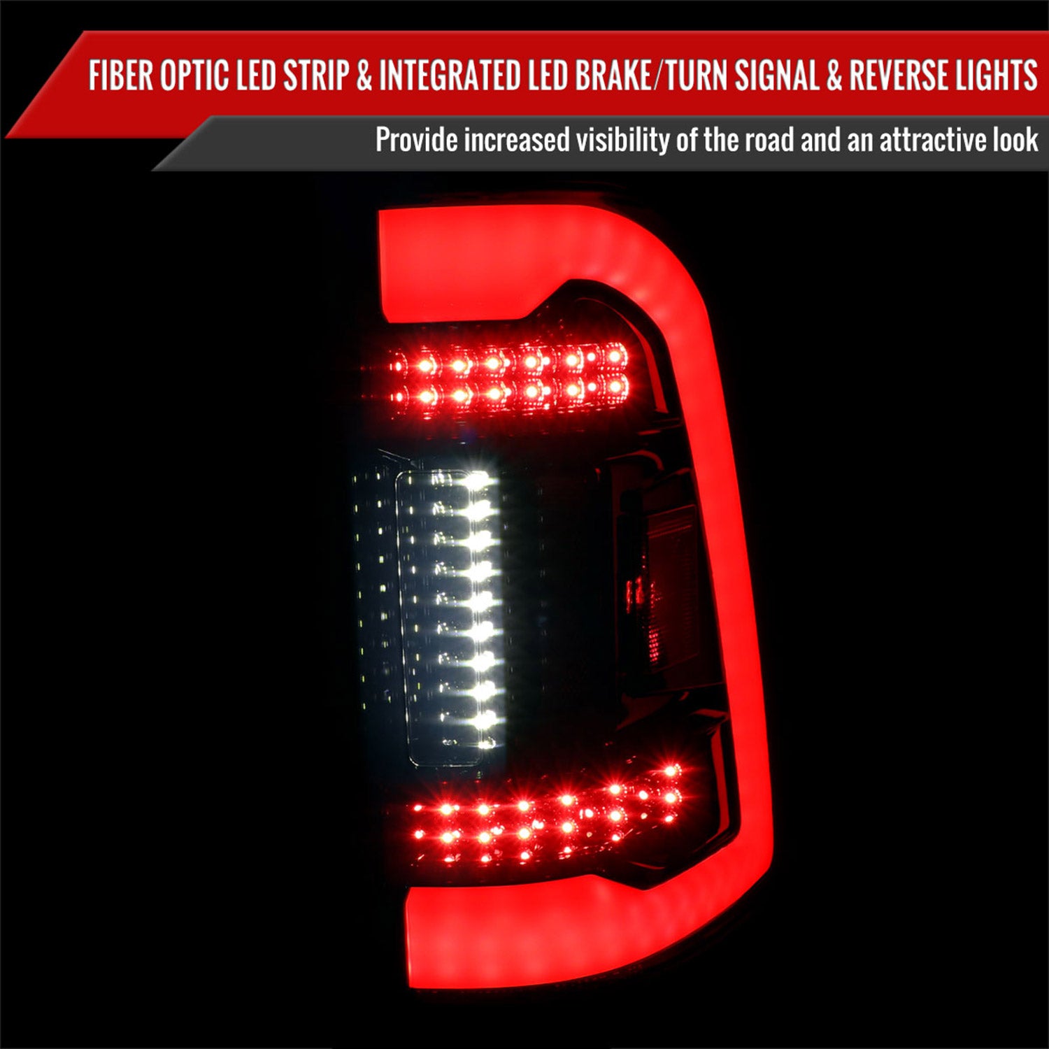 2019-2024 Dodge RAM 1500 White LED Bar Tail Lights Glossy Black/Smoke Lens