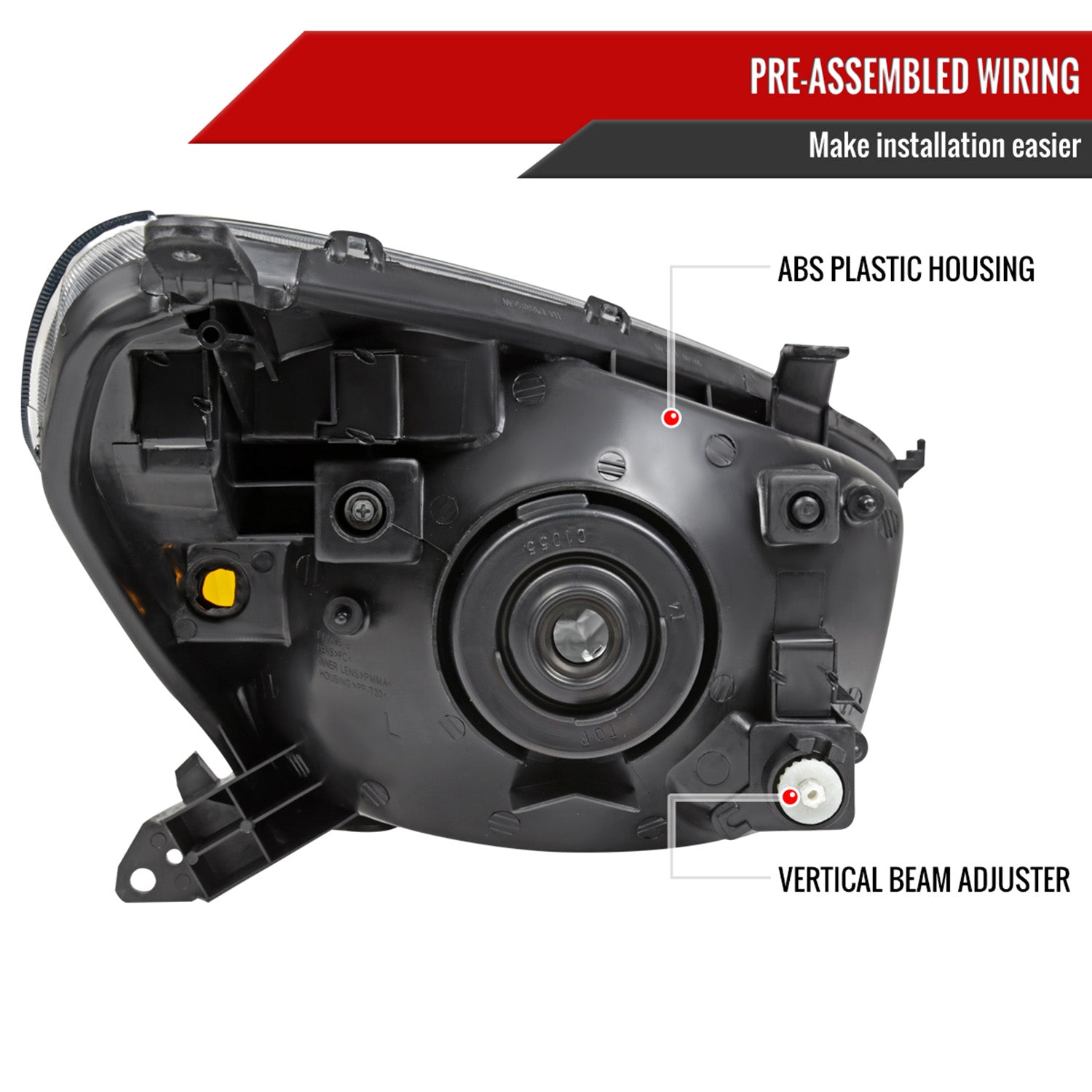 2001-2003 Toyota RAV4 Factory Style Headlights Matte Black/Clear Lens