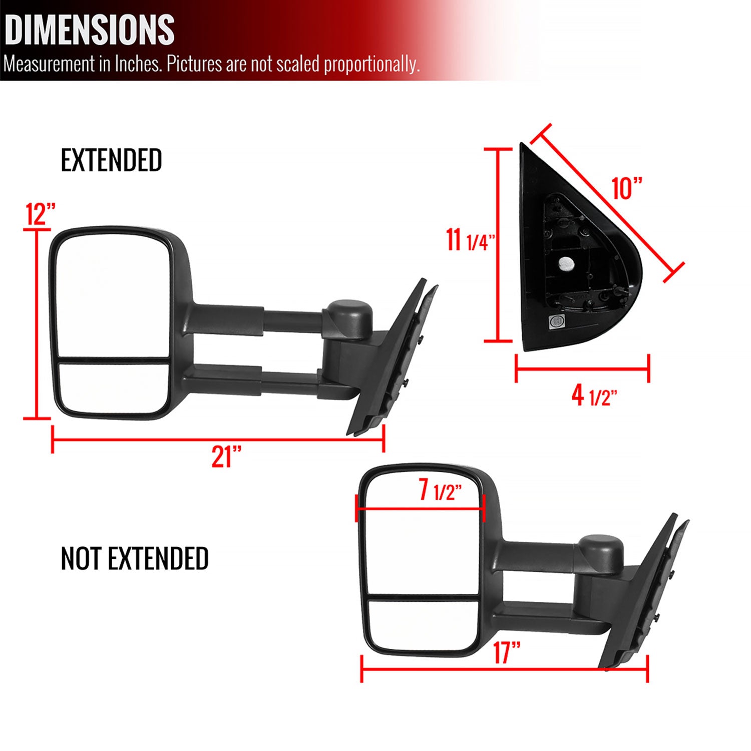 2007-2014 Chevy Silverado/Avalanche/Sierra/Yukon Manual Black Towing Mirrors