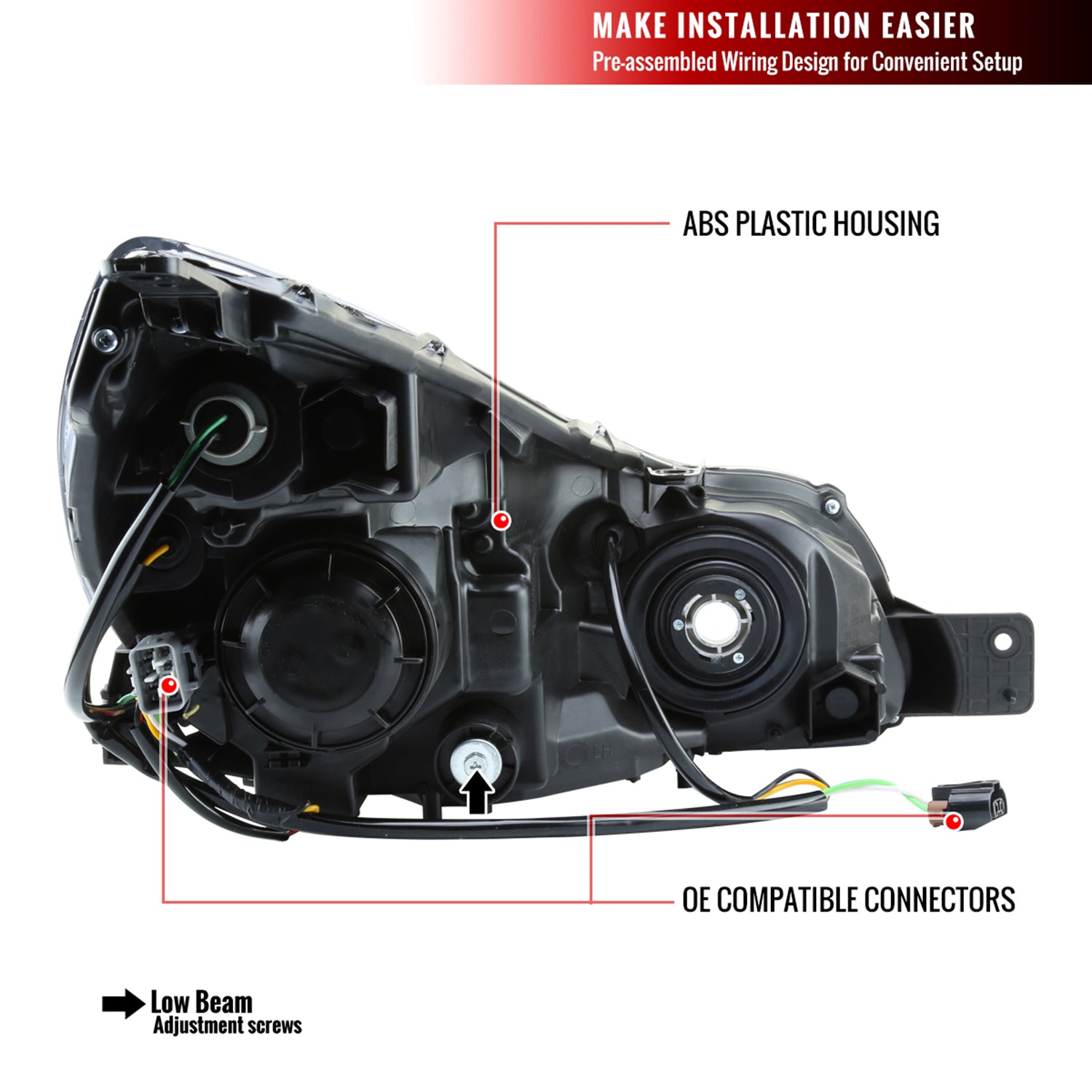 2010-2014 Subaru Legacy/Outback Projector Headlights Matte Black/Clear Lens