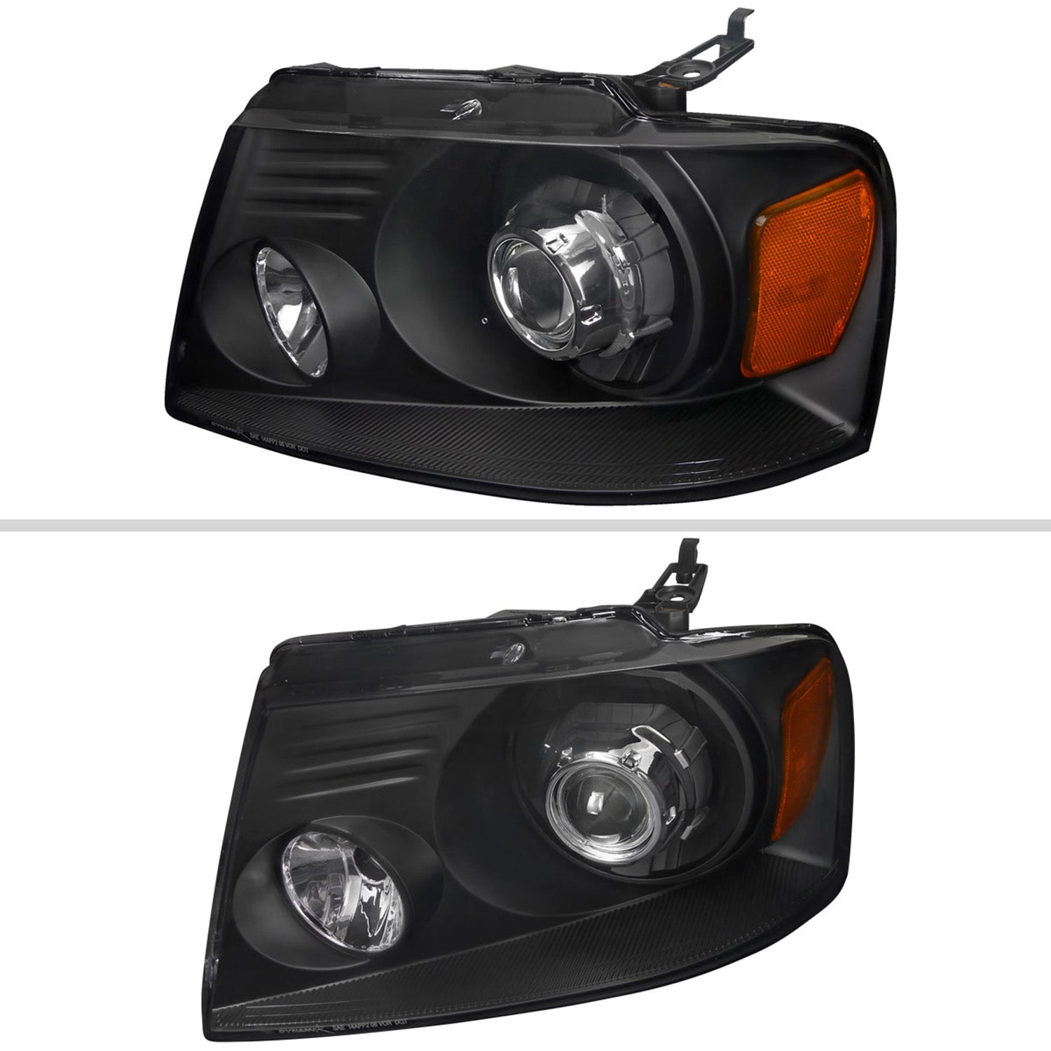 2004-2008 Ford F-150/ 06-2008 Lincoln Mark LT Headlights Amber Reflectors Black