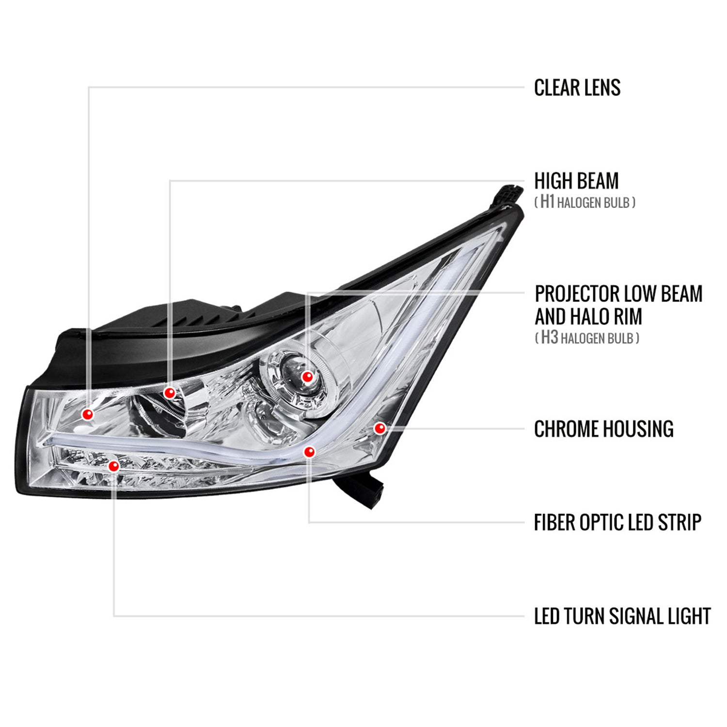 2011-2015 Chevy Cruze /16 Cruze Limited Halo Headlights LED Light Bar & Signal