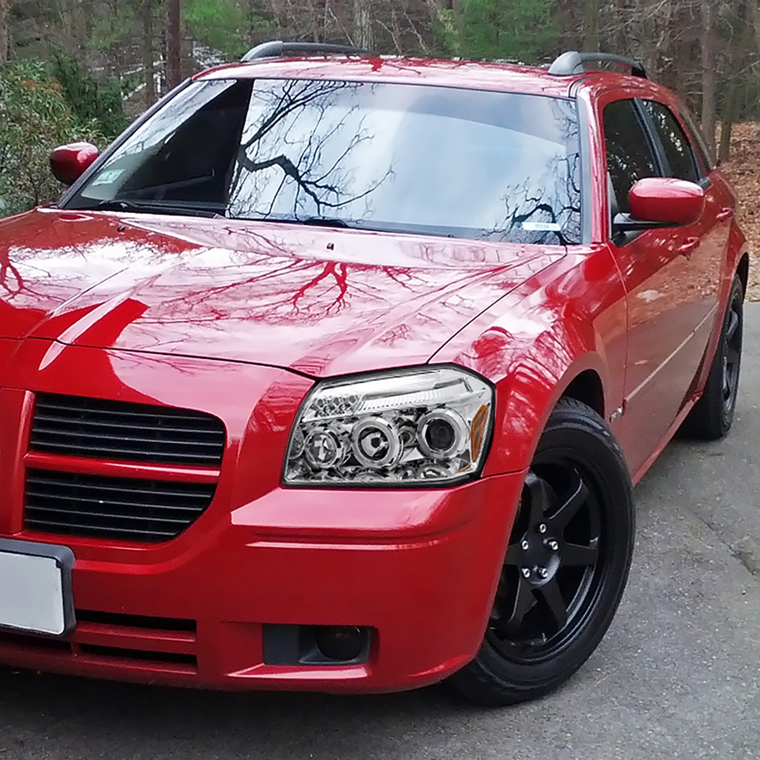 2005-2007 Dodge Magnum Dual Halo Projector Headlights Chrome/Clear Lens