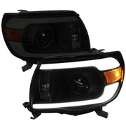 For Toyota Tacoma 2005-2011 LED Bar Projector Headlights Chrome Housing Smoked Lens