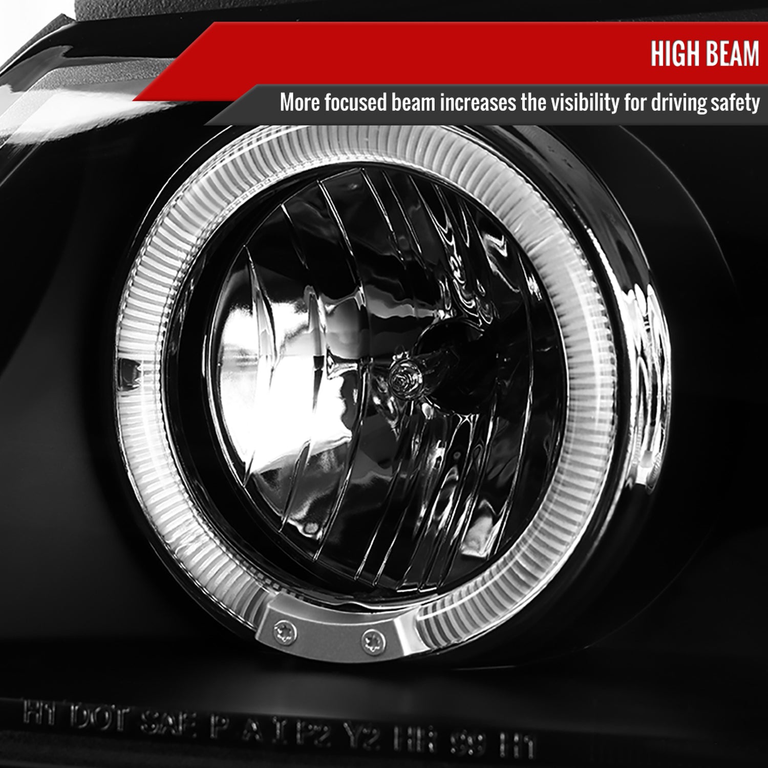 2000-2005 Chevy Impala Dual Halo Projector Headlights Matte Black/Clear Lens