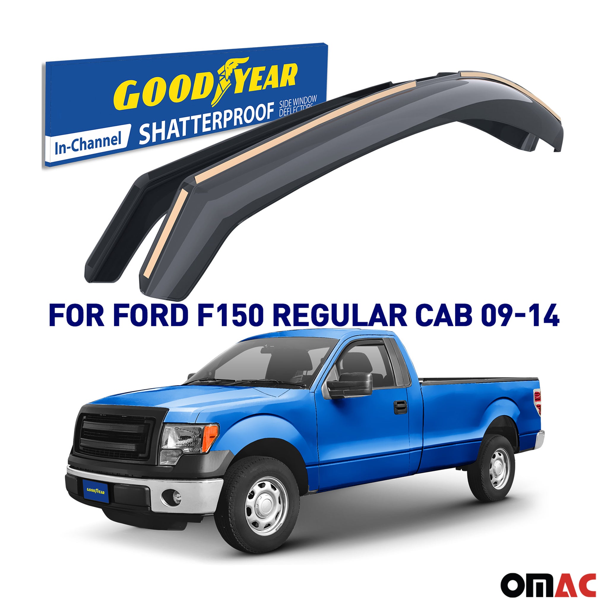 Goodyear Wind Deflectors for Ford F150 SVT Raptor 2011-2014 SuperCrew Smoke 2x