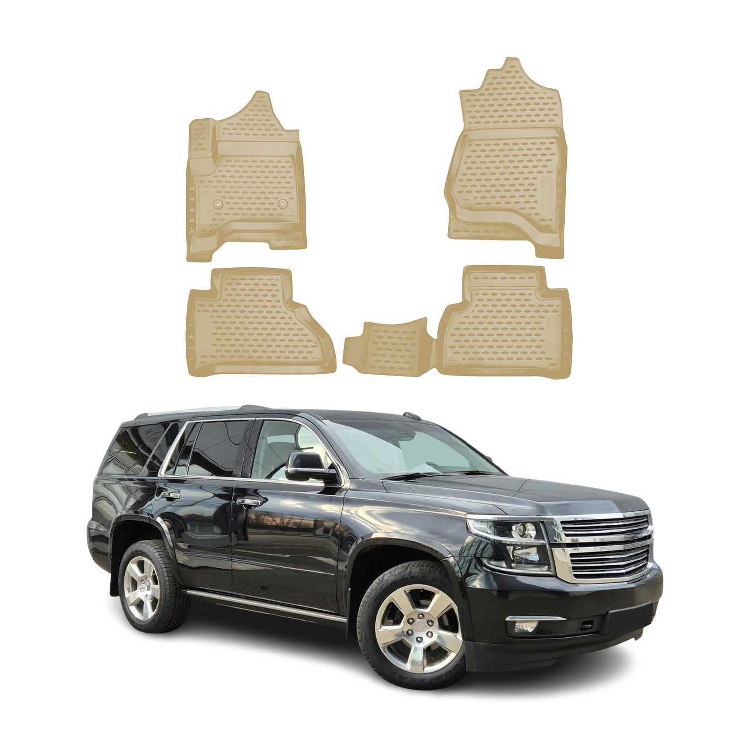 2015-2020 GMC Yukon Floor Mats Liners Full Set All Weather Beige