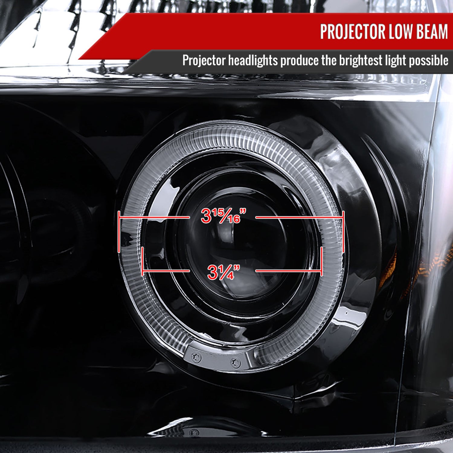 2004-2015 Nissan Titan/ 2004-2007 Armada Dual Halo Projector Headlights Black