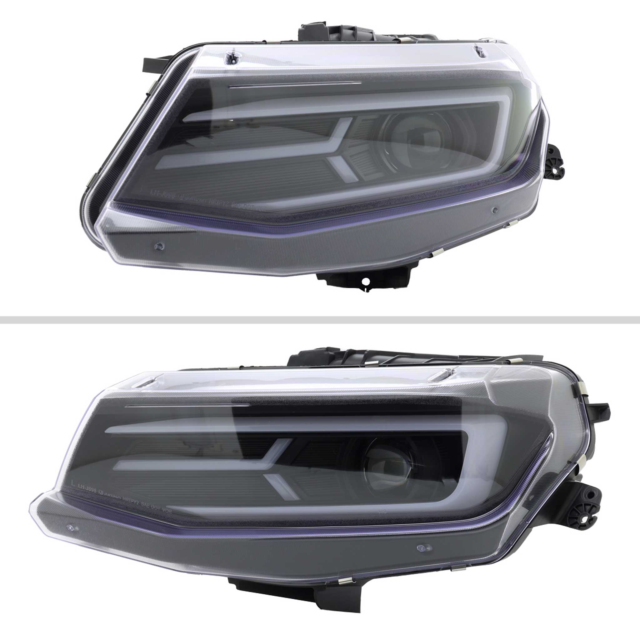 For Chevrolet Camaro 2016-2018 LED Strip Projector Headlights Turn Signal Lights Matte Black Housing Clear Lens