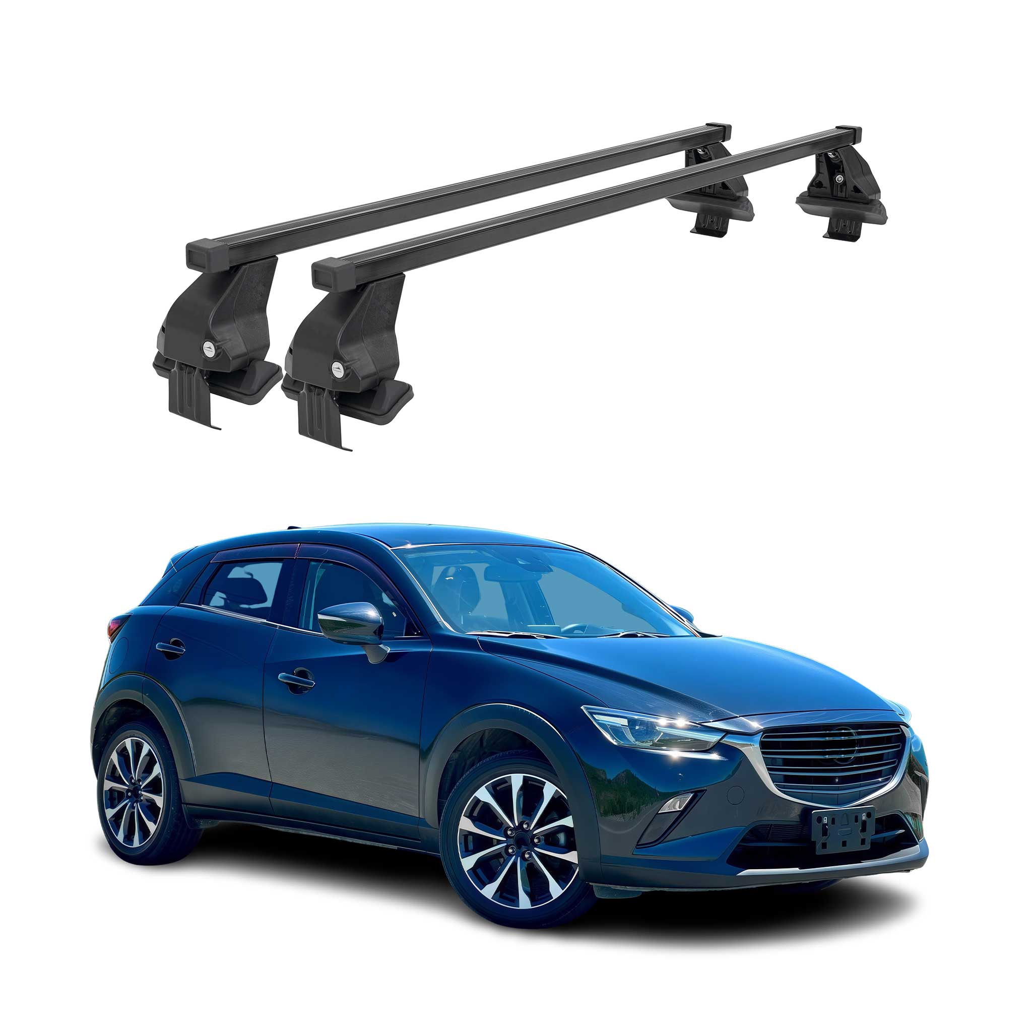 2016-2021 Mazda CX-3 Roof Rack Cross Bars Black