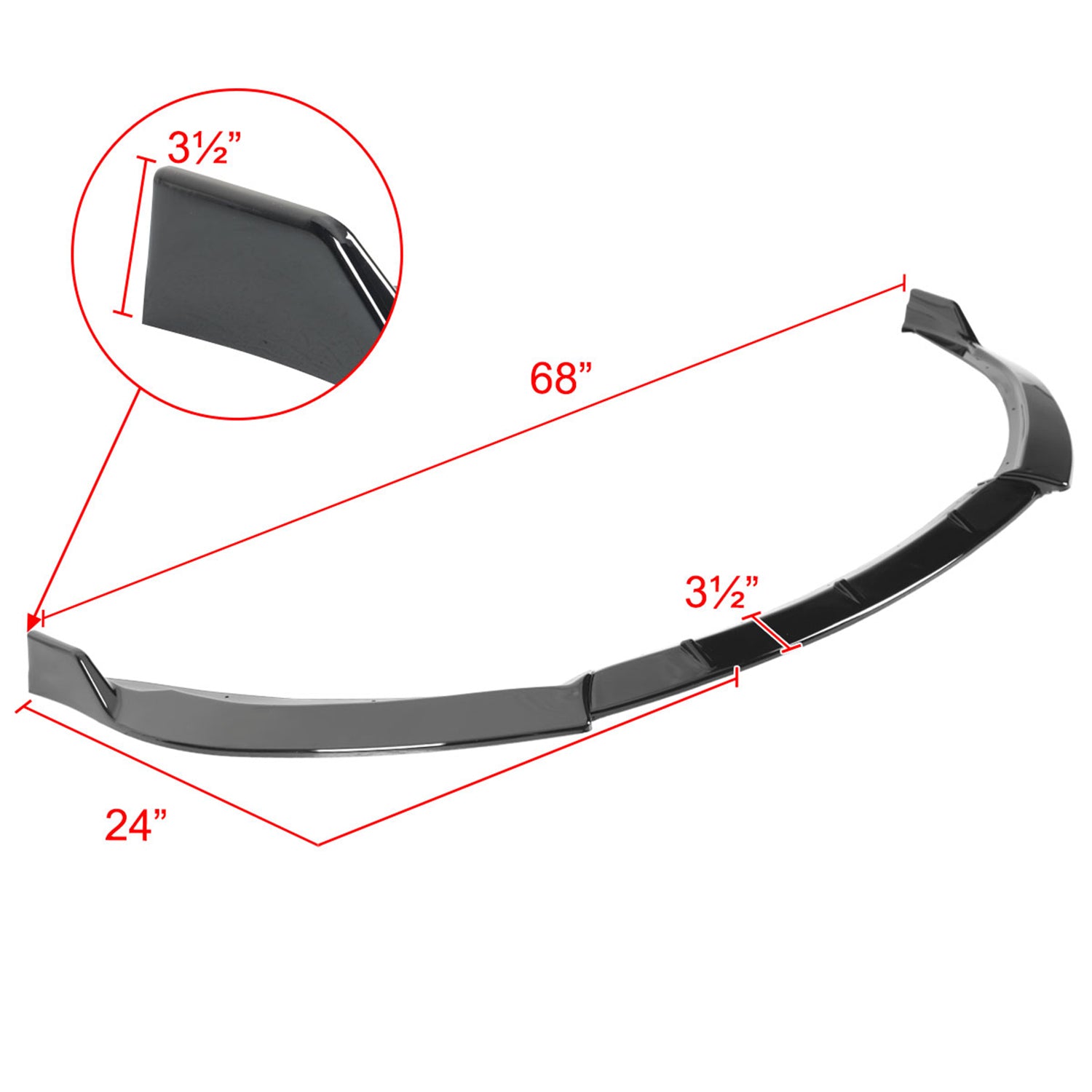 2014-2016 Toyota Corolla LE/L Glossy Black 3PC Front Bumper Lip Splitter Kit