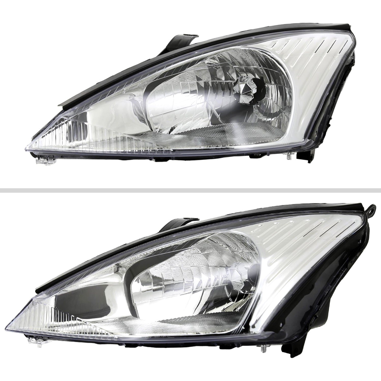 2000-2004 Ford Focus Factory Style Crystal Headlights Chrome/Clear Lens