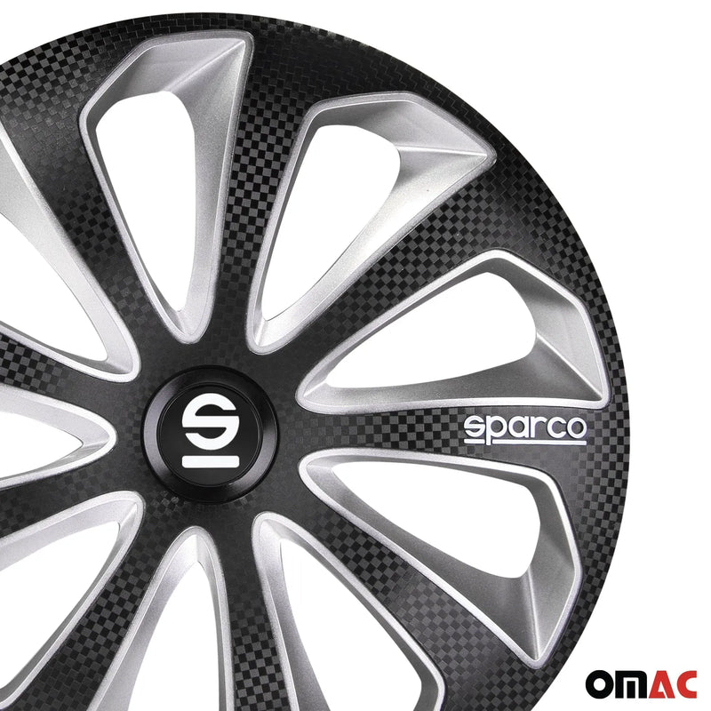 Sicilia Hub Caps Wheel Cover 16" Black Carbon & Grey Full Set 4 pcs.