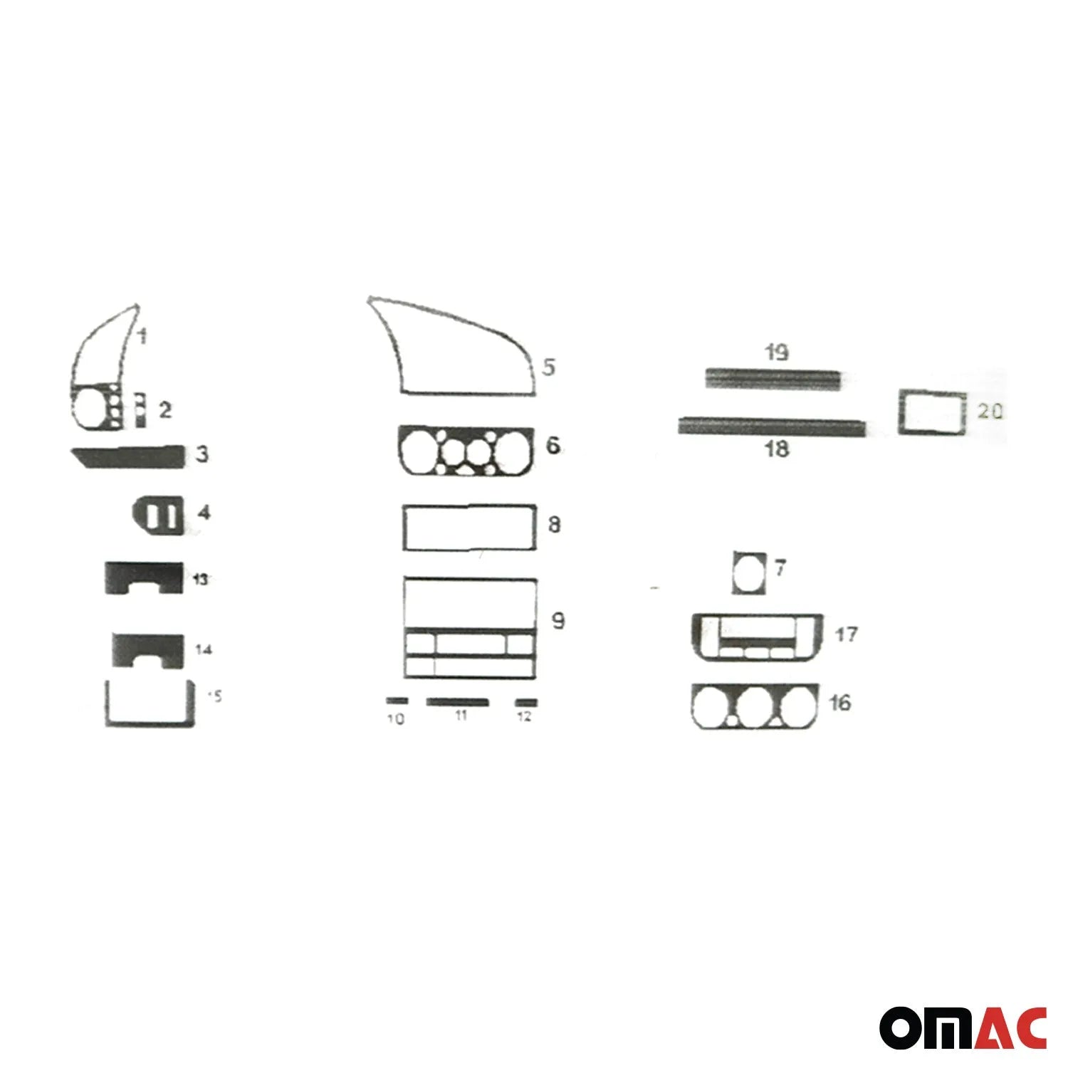 1992-1998 BMW 3 Series E36 Carbon Look Dashboard Console Trim Kit 20x