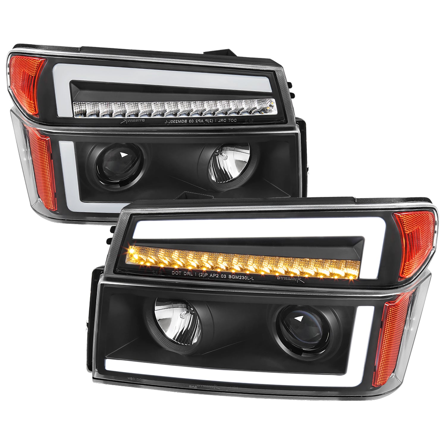 2004-2012 Chevy Colorado/GMC Canyon LED Headlights&Corner Lamp Black