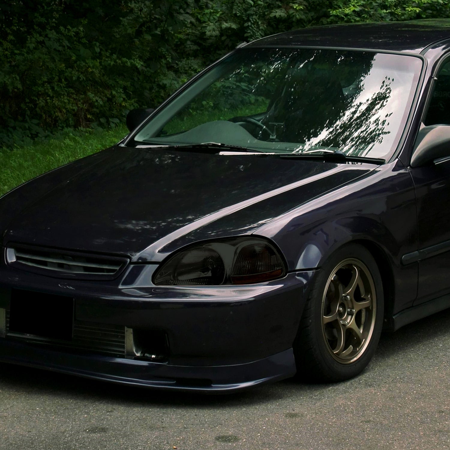 1996-1998 Honda Civic Crystal Headlights Chrome Housing/Smoke Lens