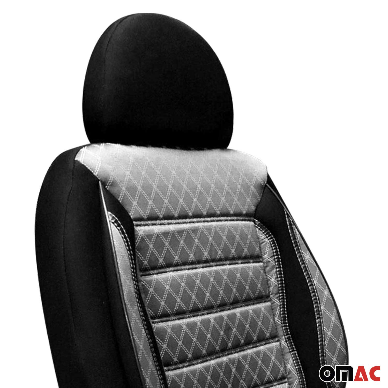 OMAC Universal Semi Custom Front Car Seat Cover Protector Gray-Black Polycotton