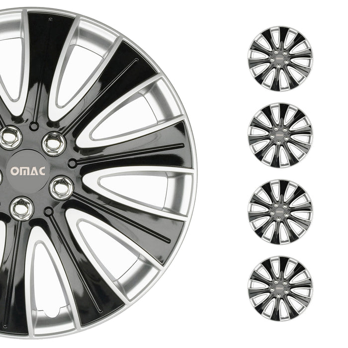 15" Wheel Covers Guard Hub Caps Durable Snap On ABS Silver Black 4x