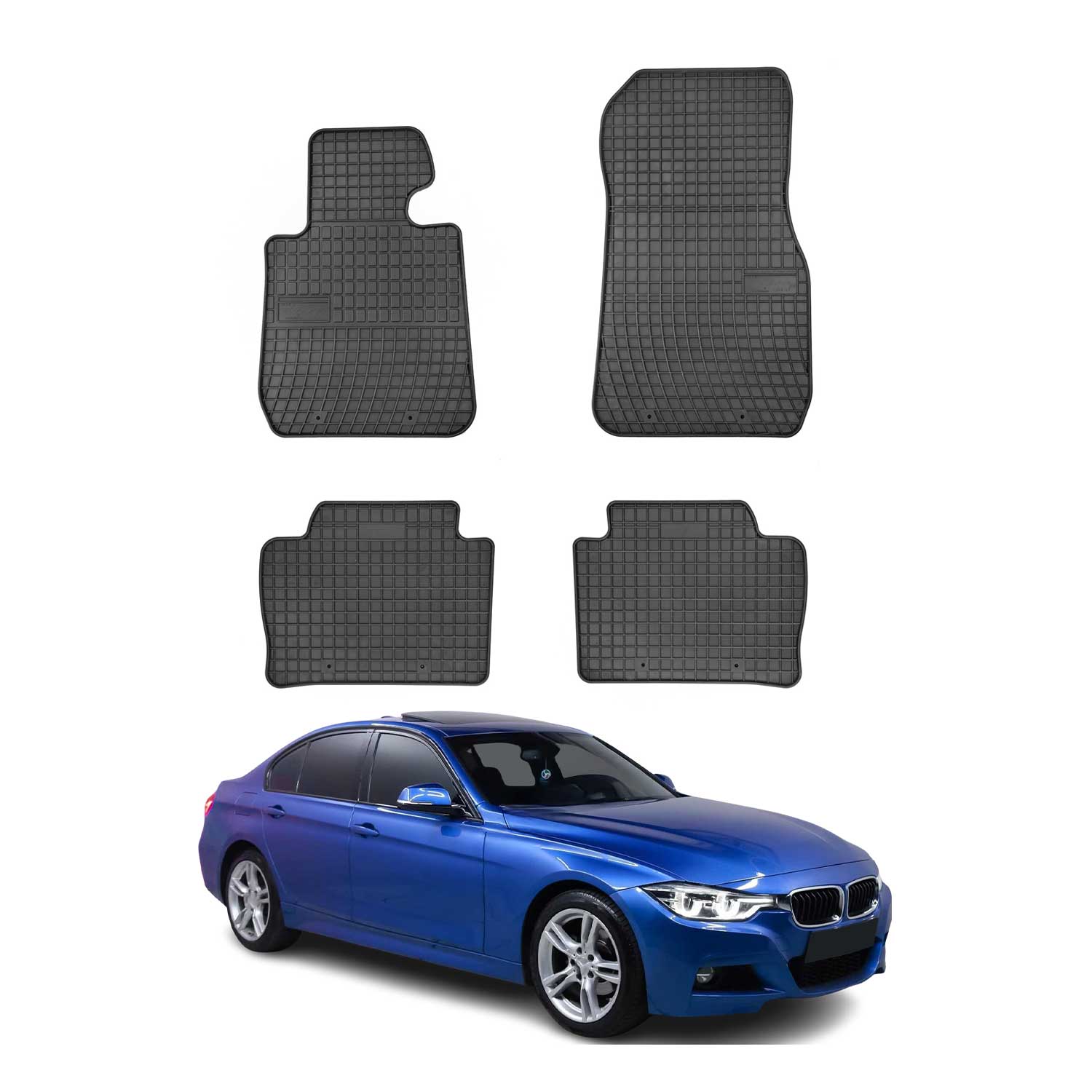 2012-2019 BMW 3 Series F35 Long Sedan Floor Mats Liners Full Set All Weather Rubber Black