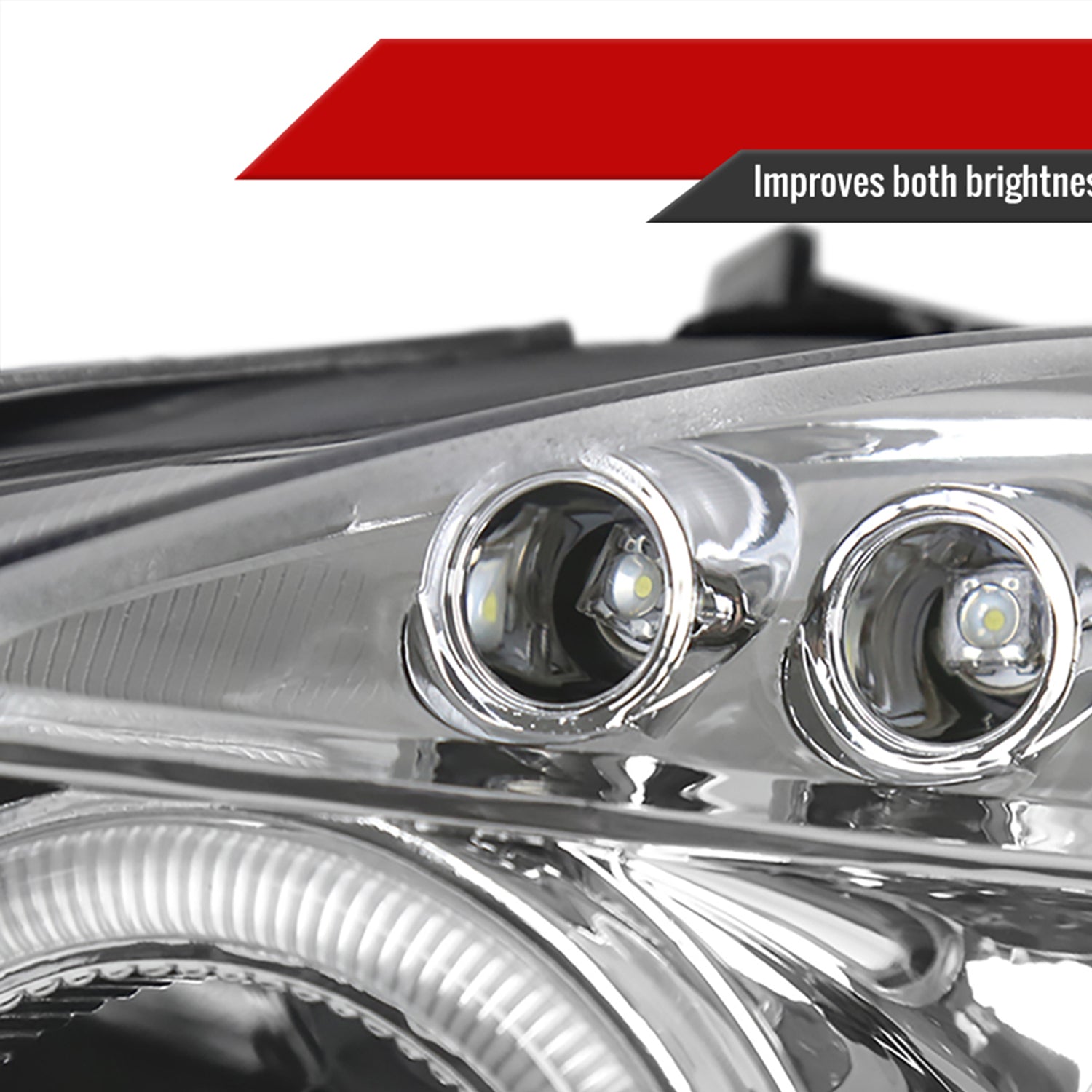 1999-2000 Honda Civic Dual Halo Projector Headlights Chrome/Clear Lens