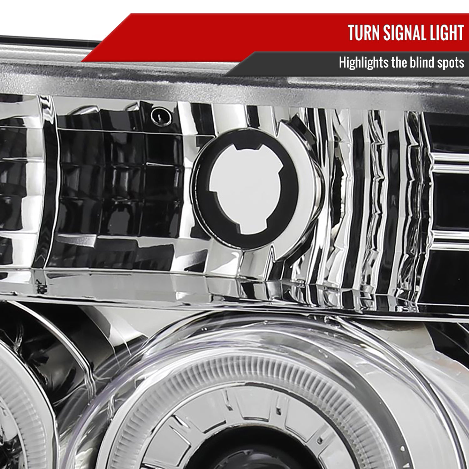 1992-1996 Ford F150 F-250 F-350 Bronco Dual Halo Projector Headlights Chrome